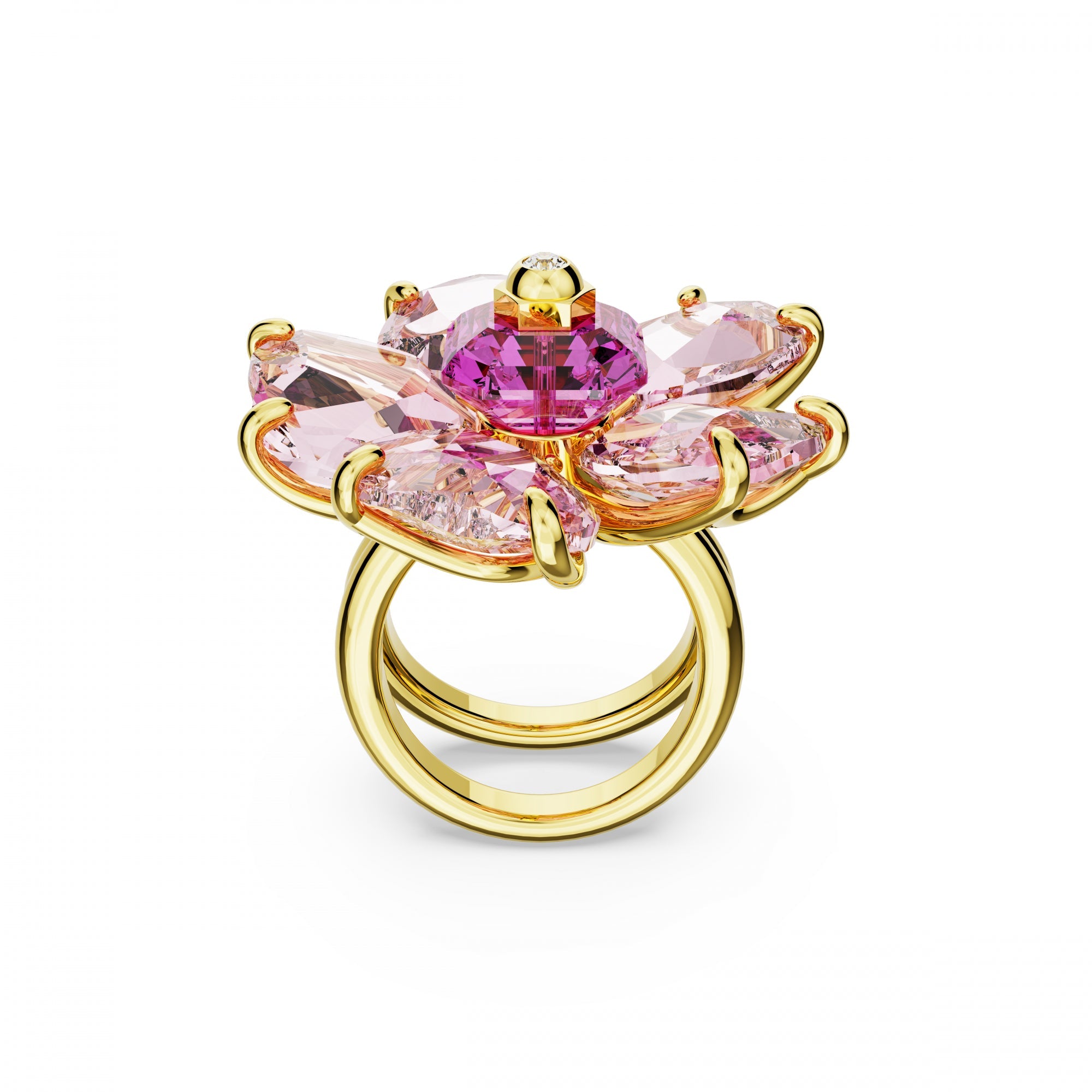 Florere Yüzük, Flower, Pembe, Sarı Altın Rengi Kaplama