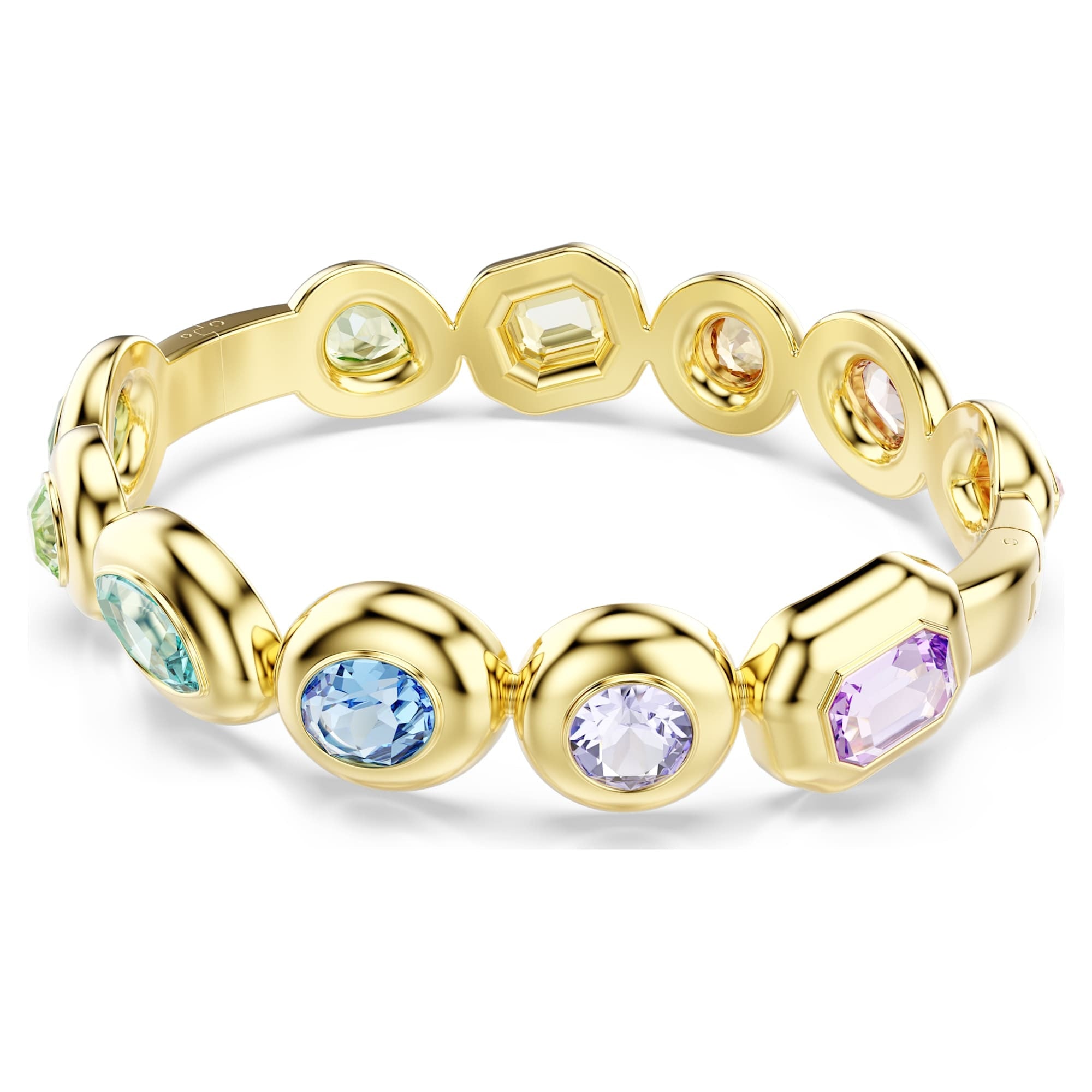 Gema Bangle Bileklik, Karışık Kesim, Çok Renkli, Sarı Altın Rengi Kaplama