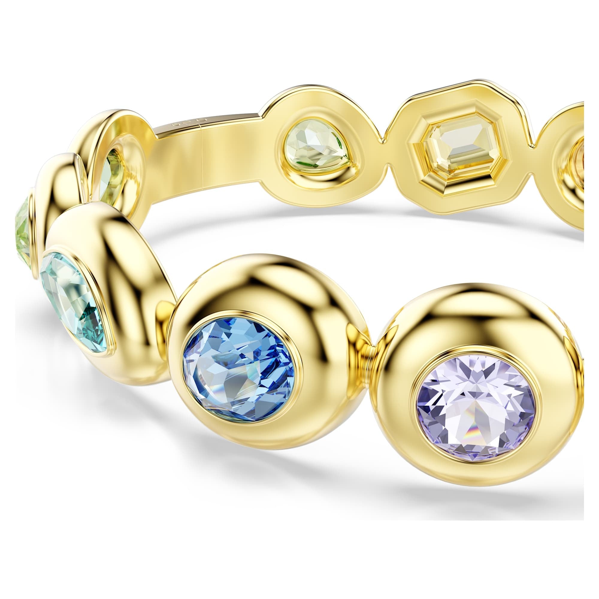 Gema Bangle Bileklik, Karışık Kesim, Çok Renkli, Sarı Altın Rengi Kaplama