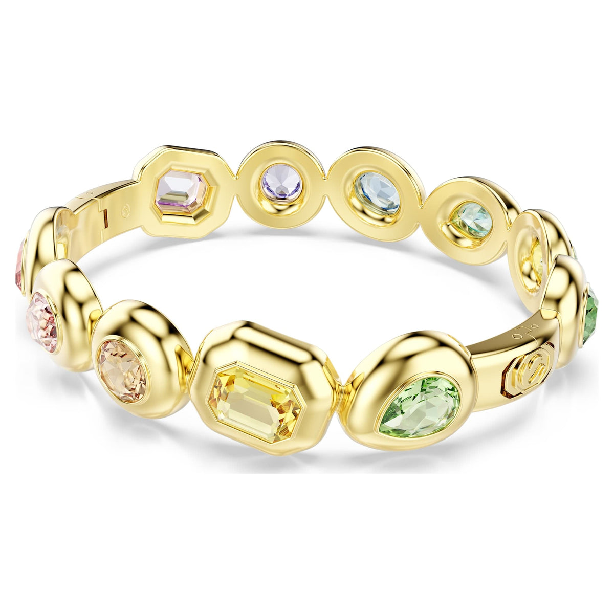 Gema Bangle Bileklik, Karışık Kesim, Çok Renkli, Sarı Altın Rengi Kaplama