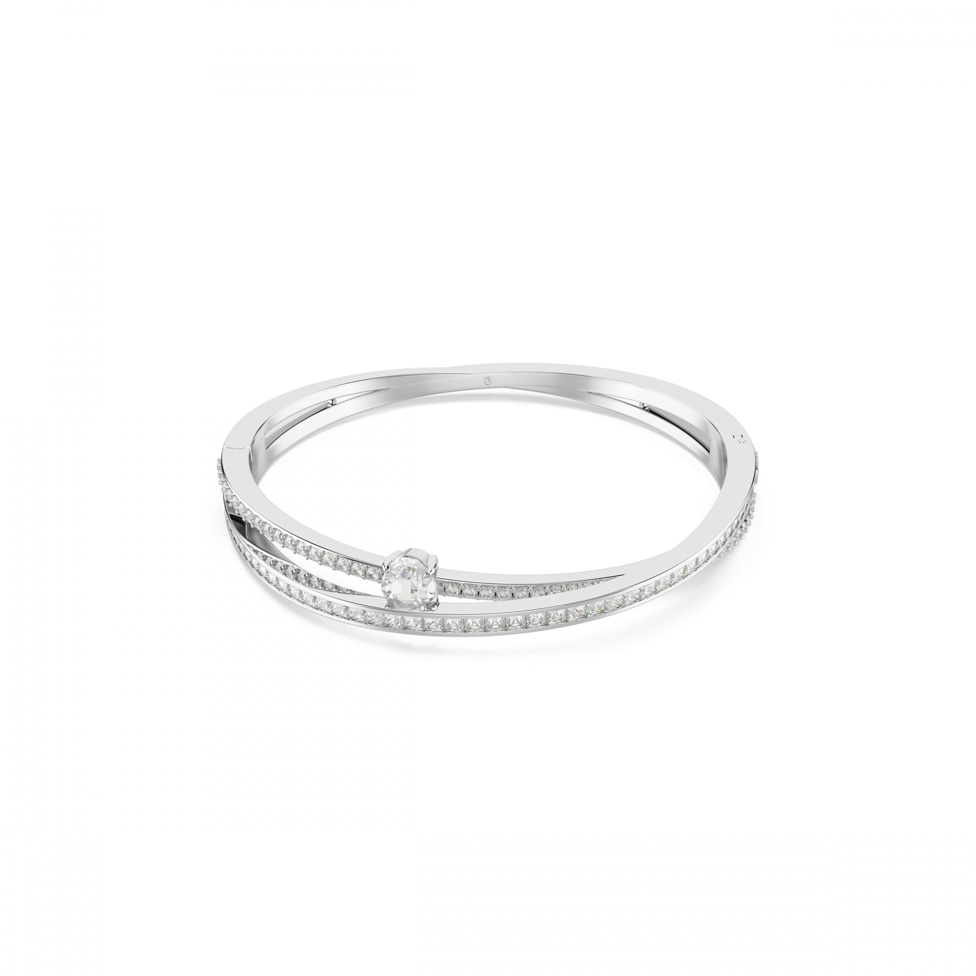 Hyperbola Bangle Bileklik, Mixed Cuts, Beyaz, Rodyum Kaplama