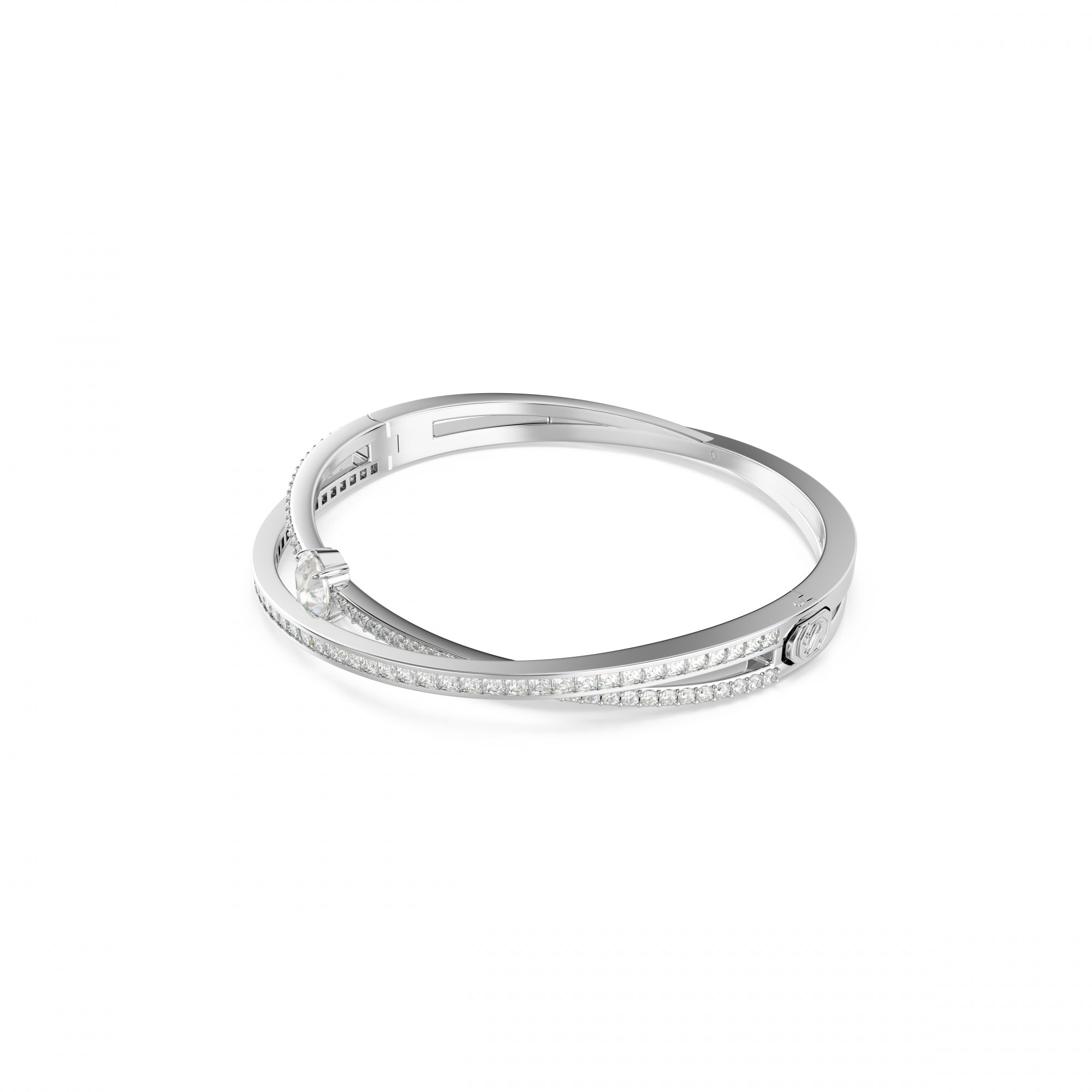 Hyperbola Bangle Bileklik, Mixed Cuts, Beyaz, Rodyum Kaplama