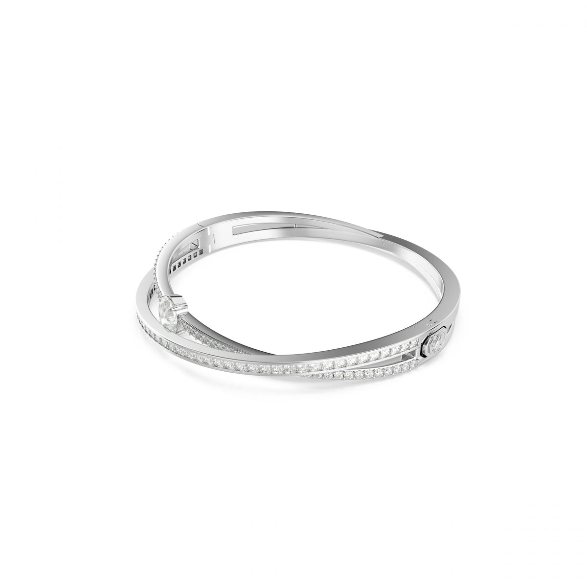 Hyperbola Bangle Bileklik, Mixed Cuts, Beyaz, Rodyum Kaplama