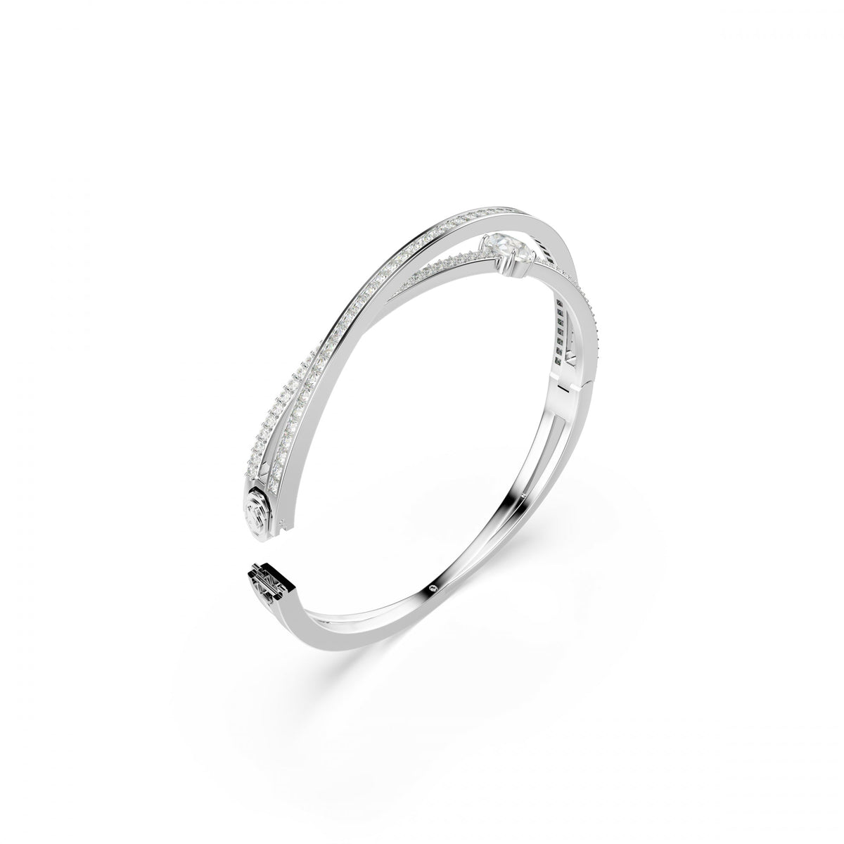 Hyperbola Bangle Bileklik, Mixed Cuts, Beyaz, Rodyum Kaplama