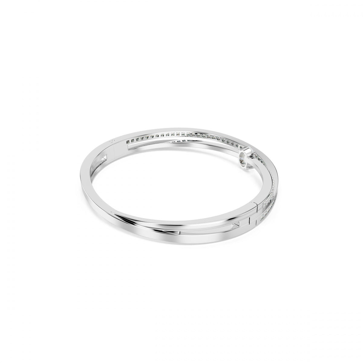 Hyperbola Bangle Bileklik, Mixed Cuts, Beyaz, Rodyum Kaplama