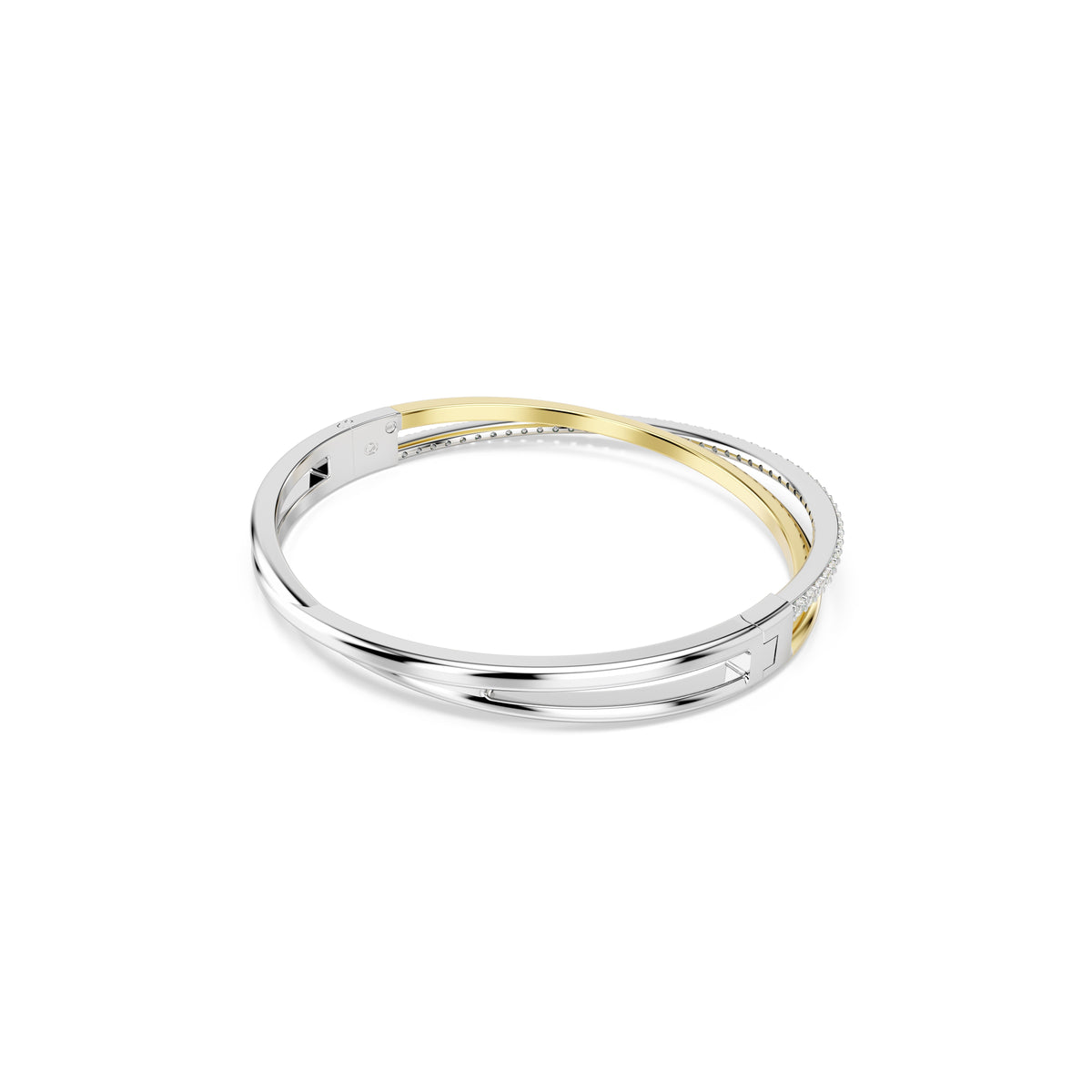 Hyperbola Bangle Bileklik, Round Cut, Beyaz, Karışık Metal Kaplama