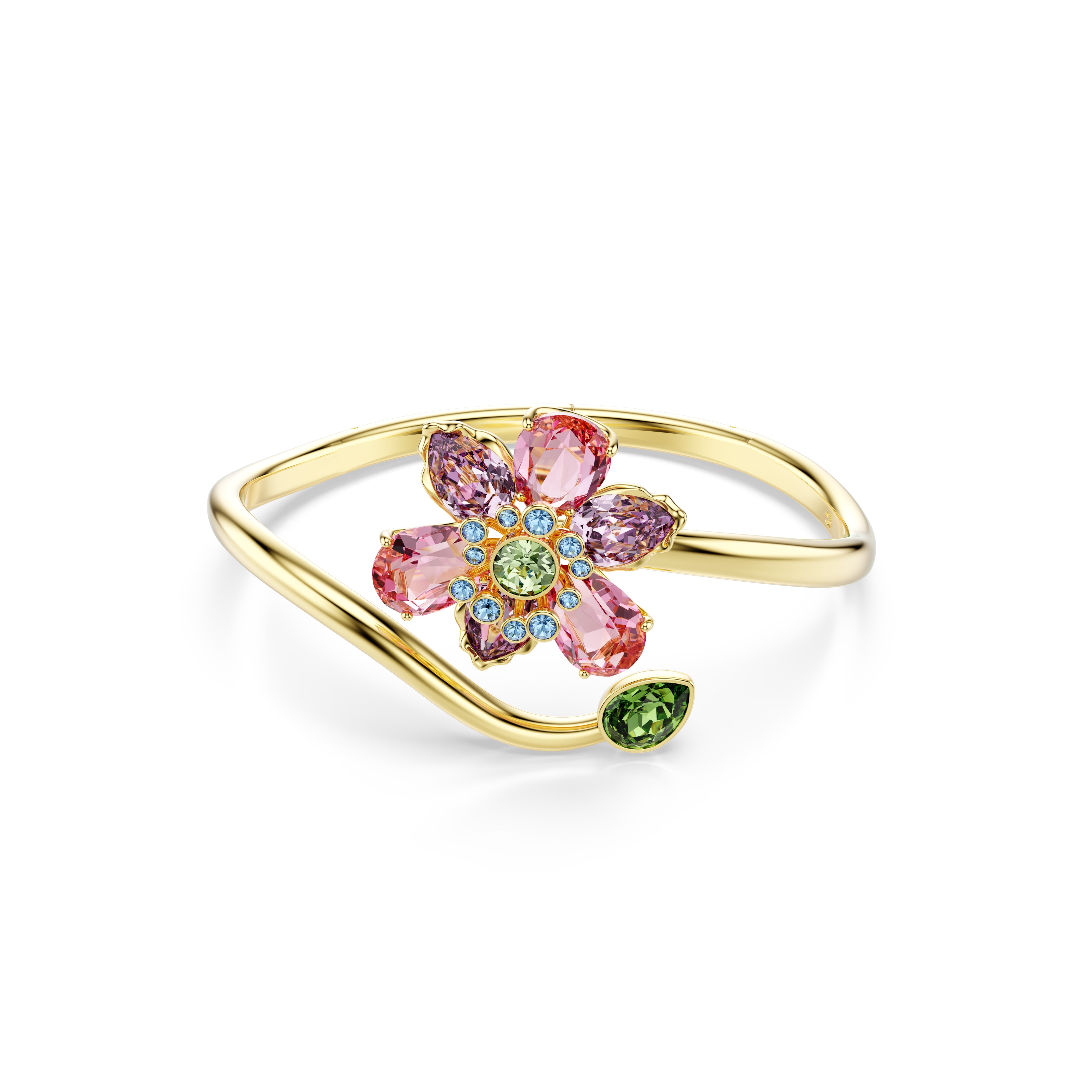 Idyllia Bangle Bileklik, Karışık Kesim, Çiçek, Çok Renkli, Altın Rengi Kaplama, S