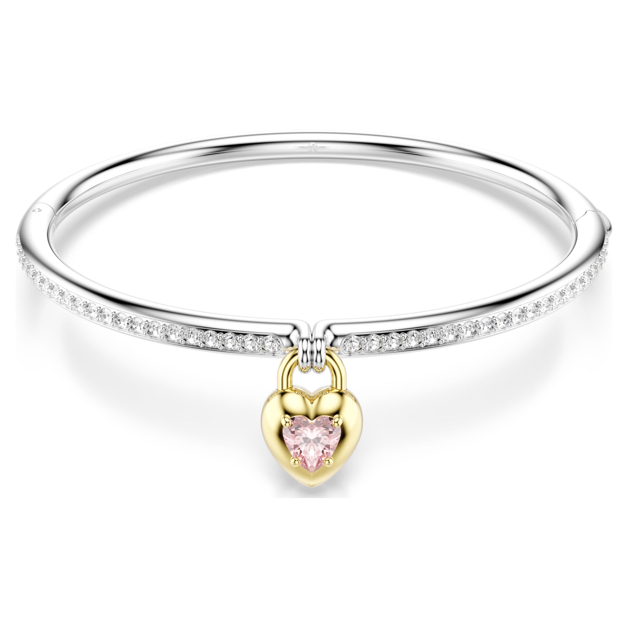 Idyllia Bangle Bileklik, Karışık Kesim, Kalp, Pembe, Karışık Metal Yüzey