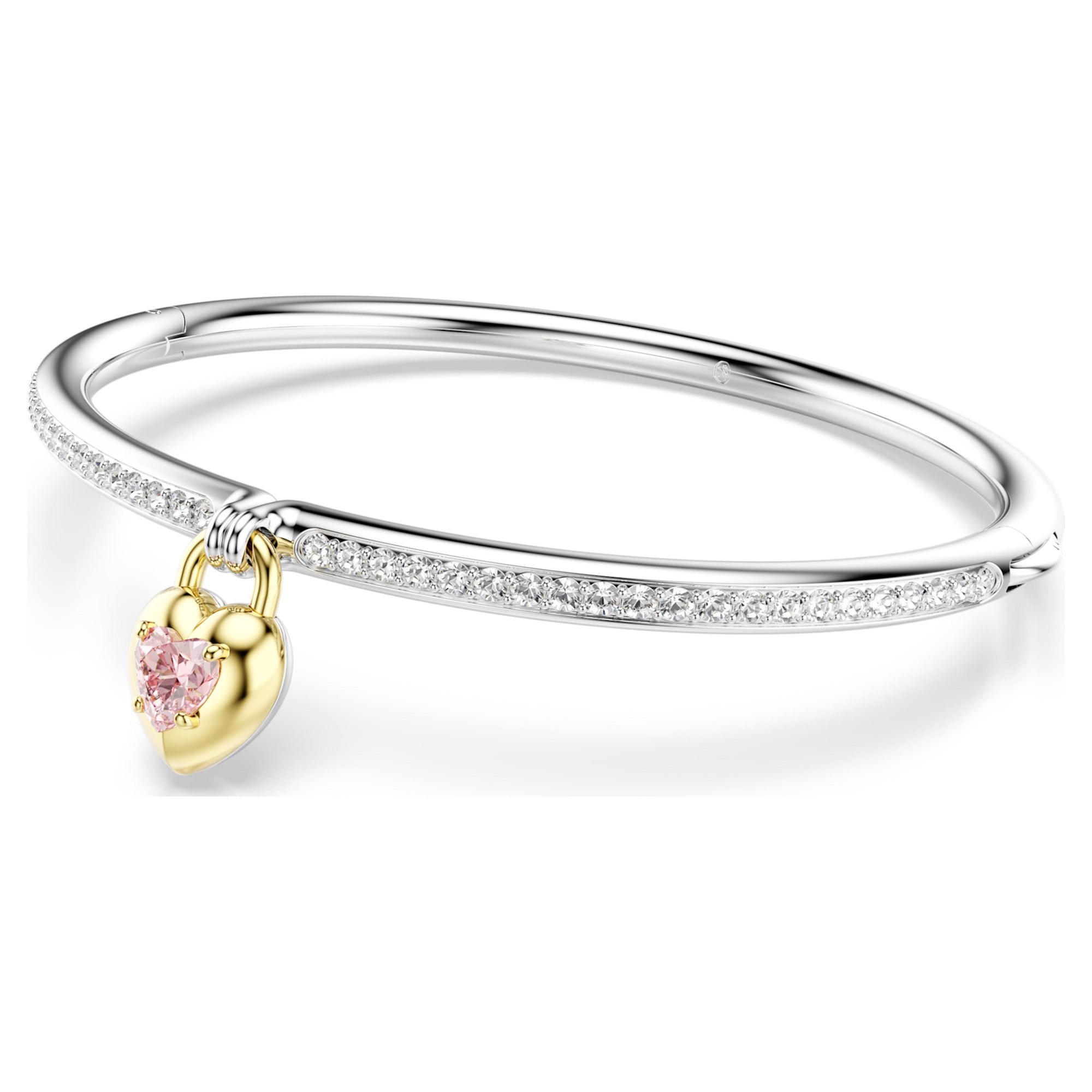 Idyllia Bangle Bileklik, Karışık Kesim, Kalp, Pembe, Karışık Metal Yüzey
