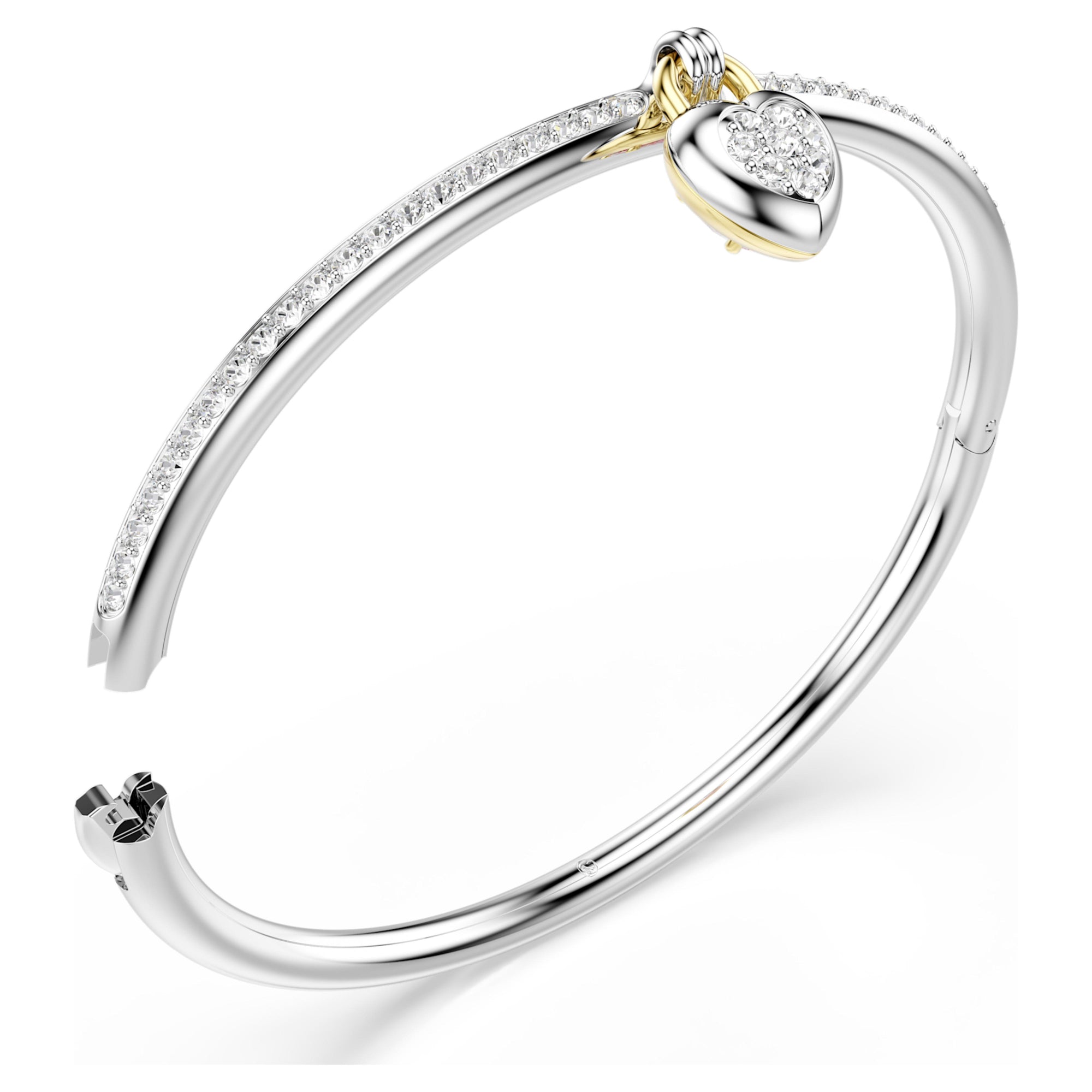 Idyllia Bangle Bileklik, Karışık Kesim, Kalp, Pembe, Karışık Metal Yüzey