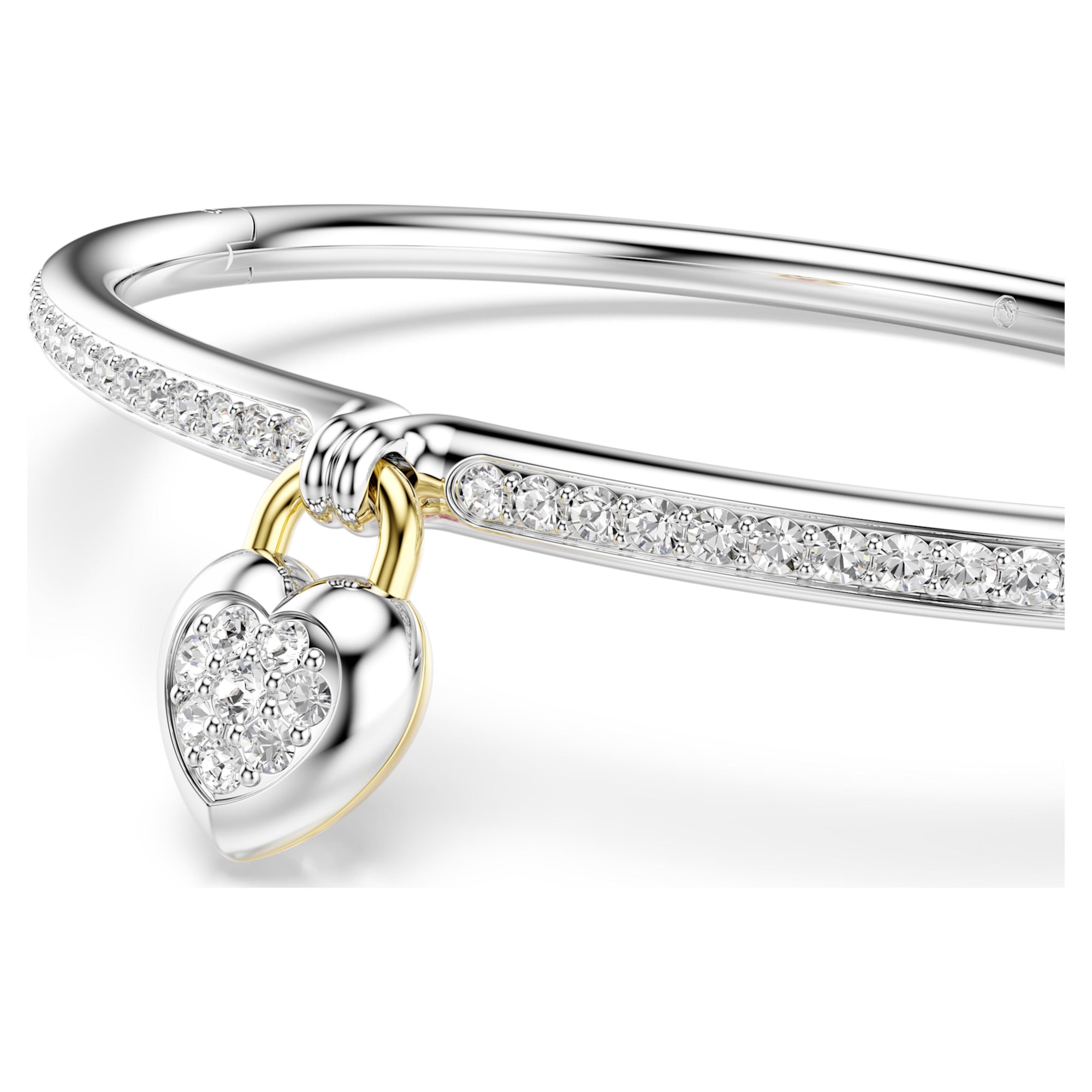 Idyllia Bangle Bileklik, Karışık Kesim, Kalp, Pembe, Karışık Metal Yüzey