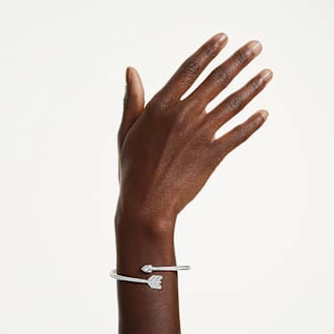 Idyllia Bangle Bileklik, Karışık Kesim, Ok, Beyaz, Rodyum Kaplama