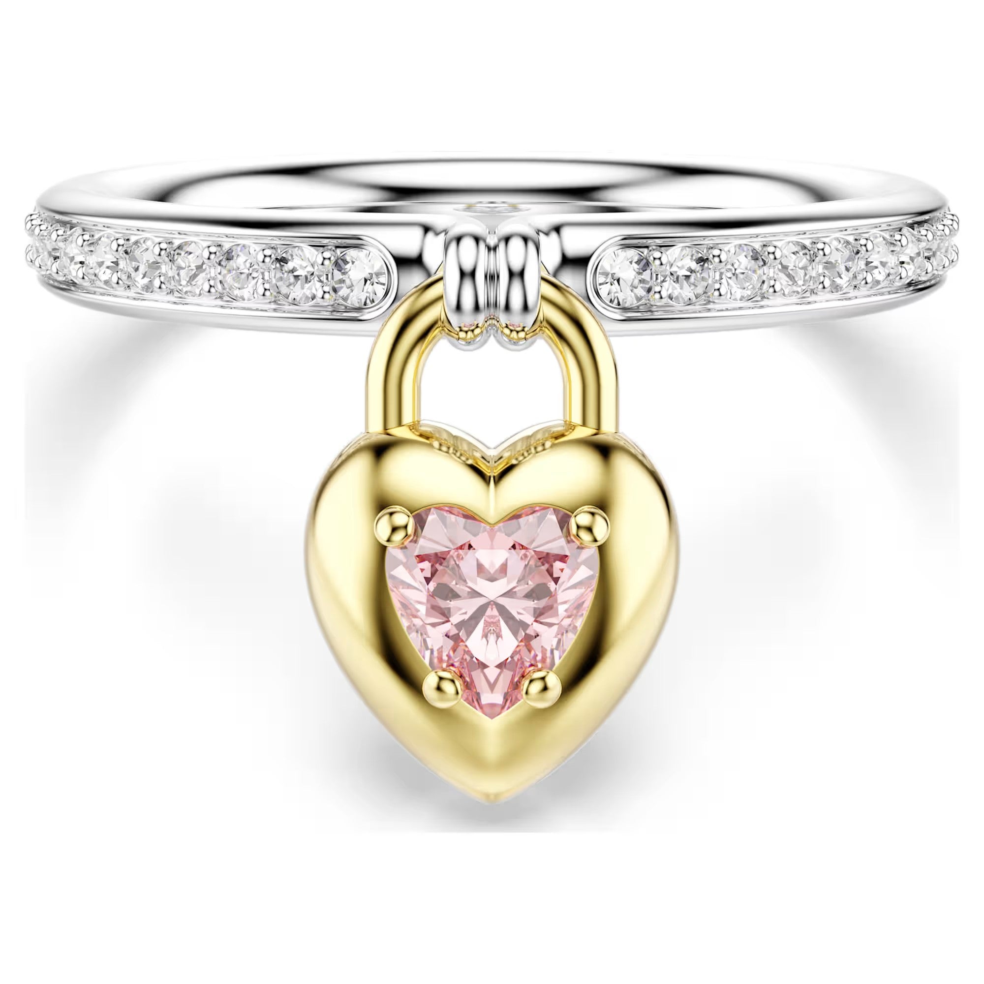 Idyllia Motif Yüzük, Karışık Kesim, Kalp, Pembe, Karışık Metal Yüzey