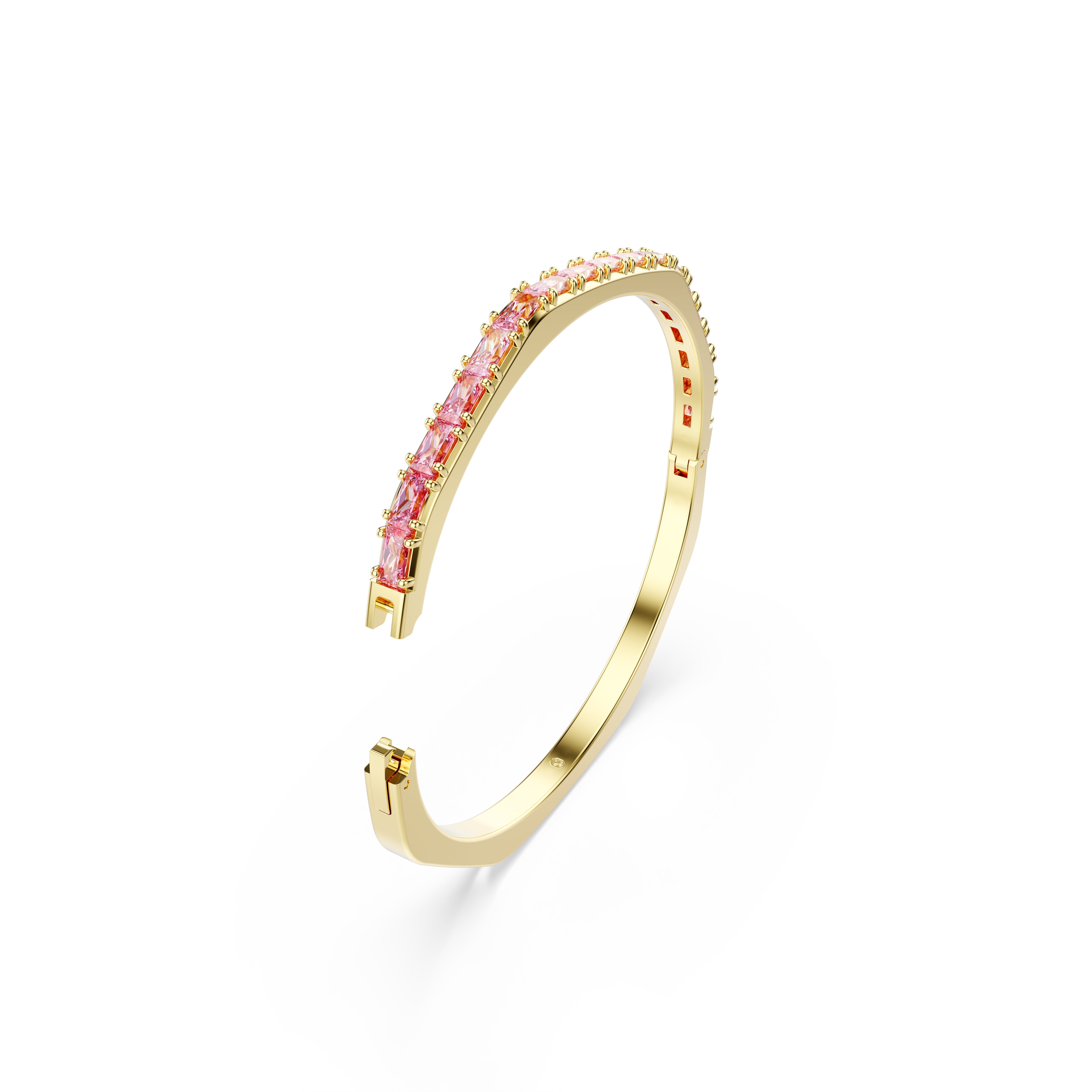 Matrix Bangle Bileklik, Baget Kesim, Pembe, Altın Rengi Kaplama