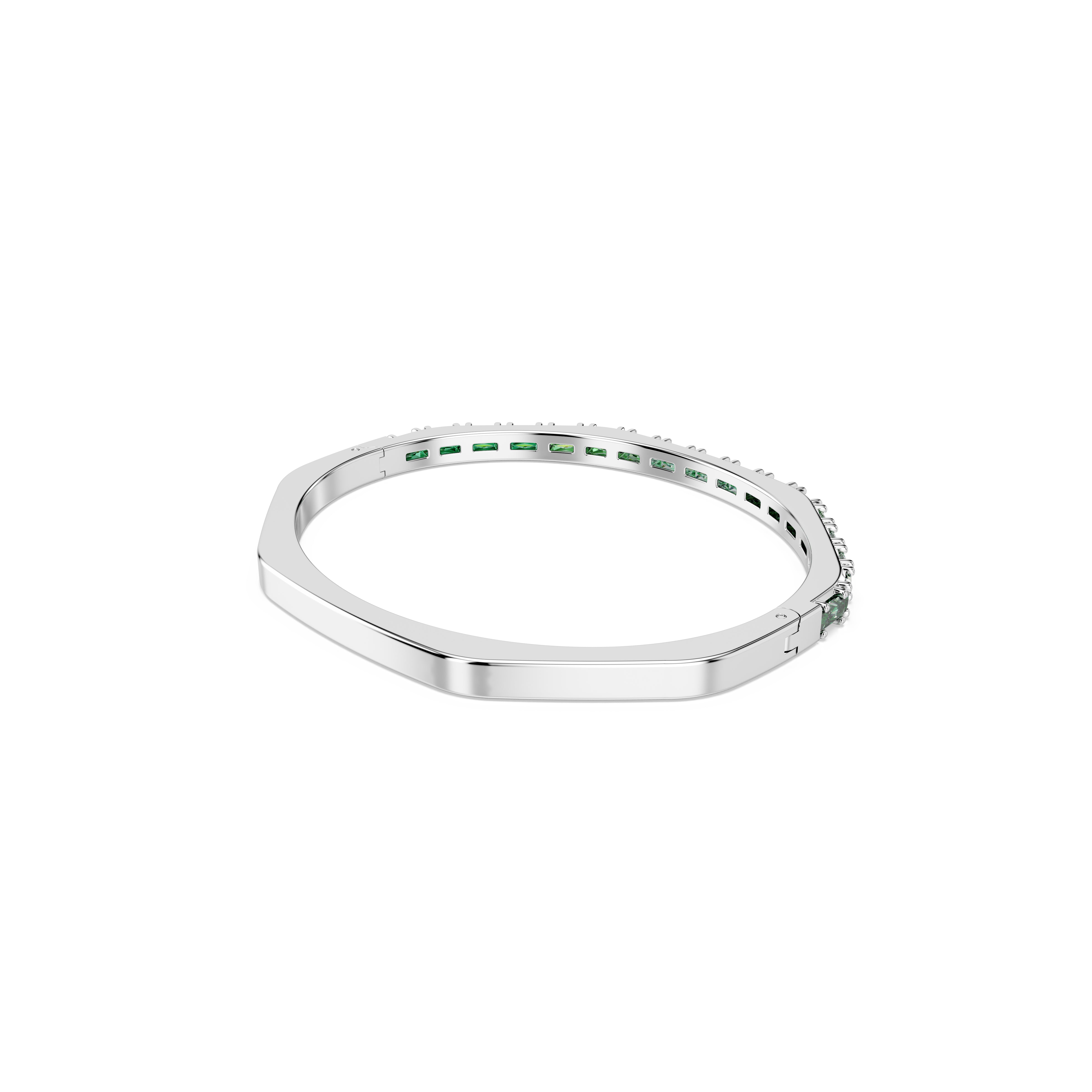 Matrix Bangle Bileklik, Baget Kesim, Yeşil, Rodyum Kaplama