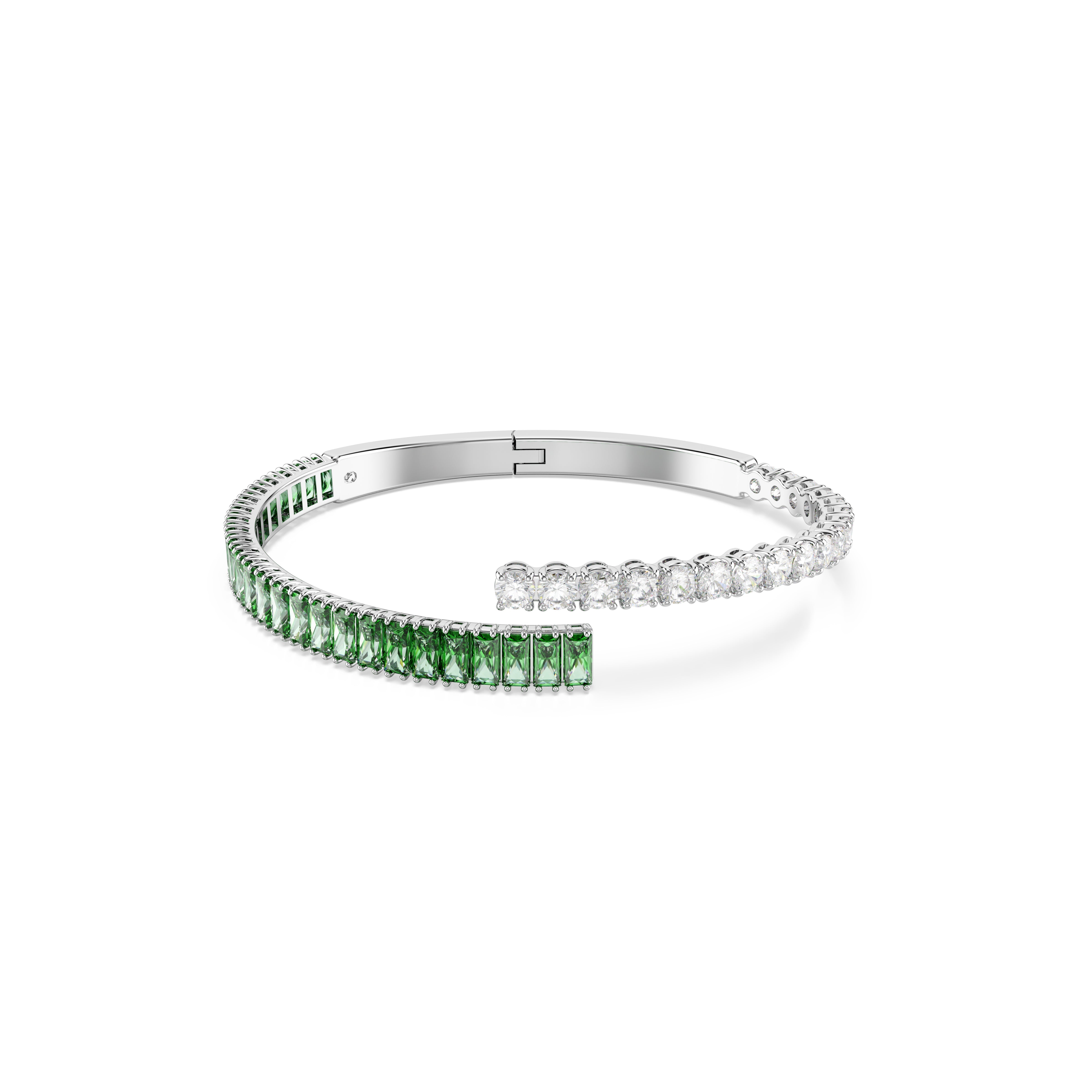Matrix Bangle Bileklik, Karışık Kesim, Yeşil, Rodyum Kaplama