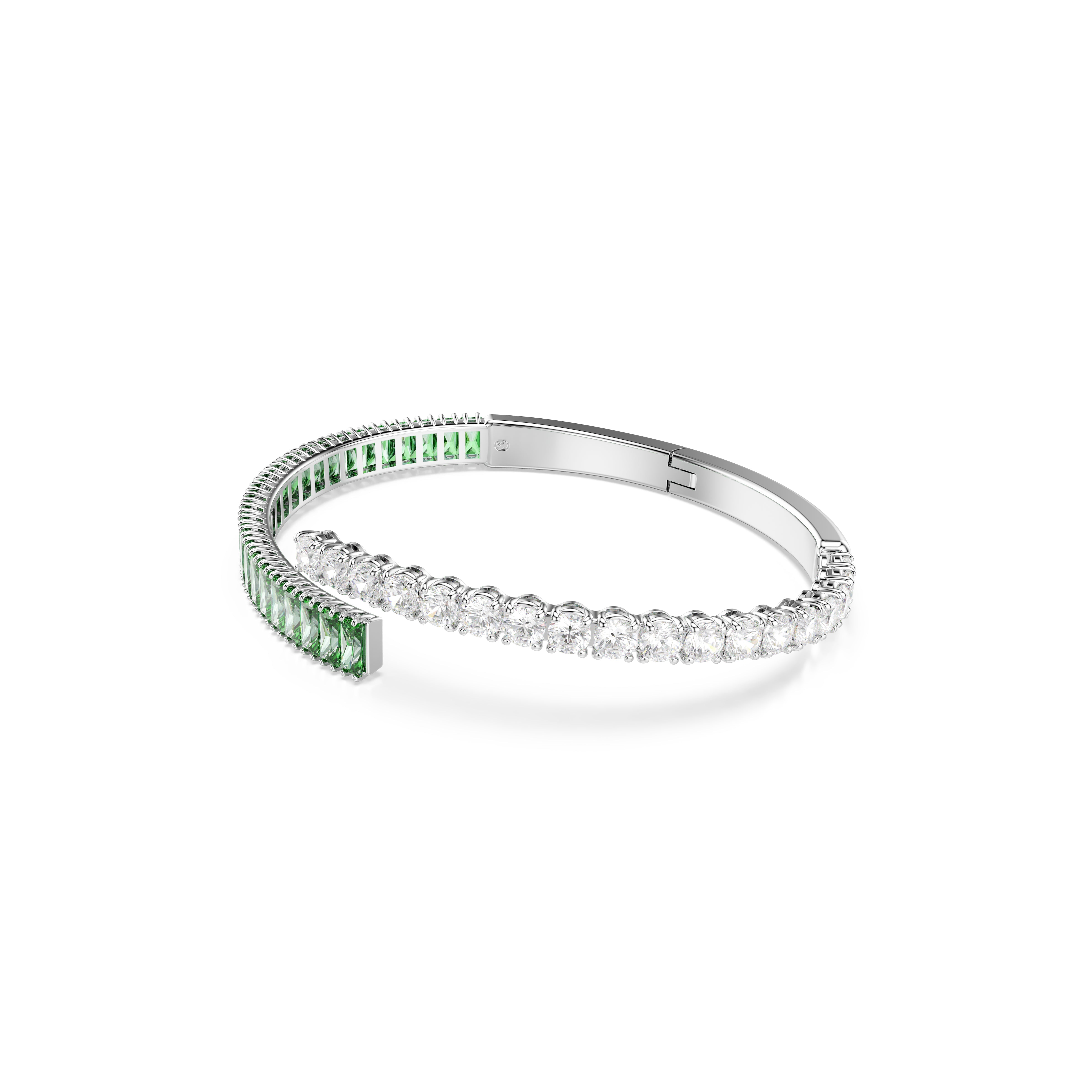 Matrix Bangle Bileklik, Karışık Kesim, Yeşil, Rodyum Kaplama