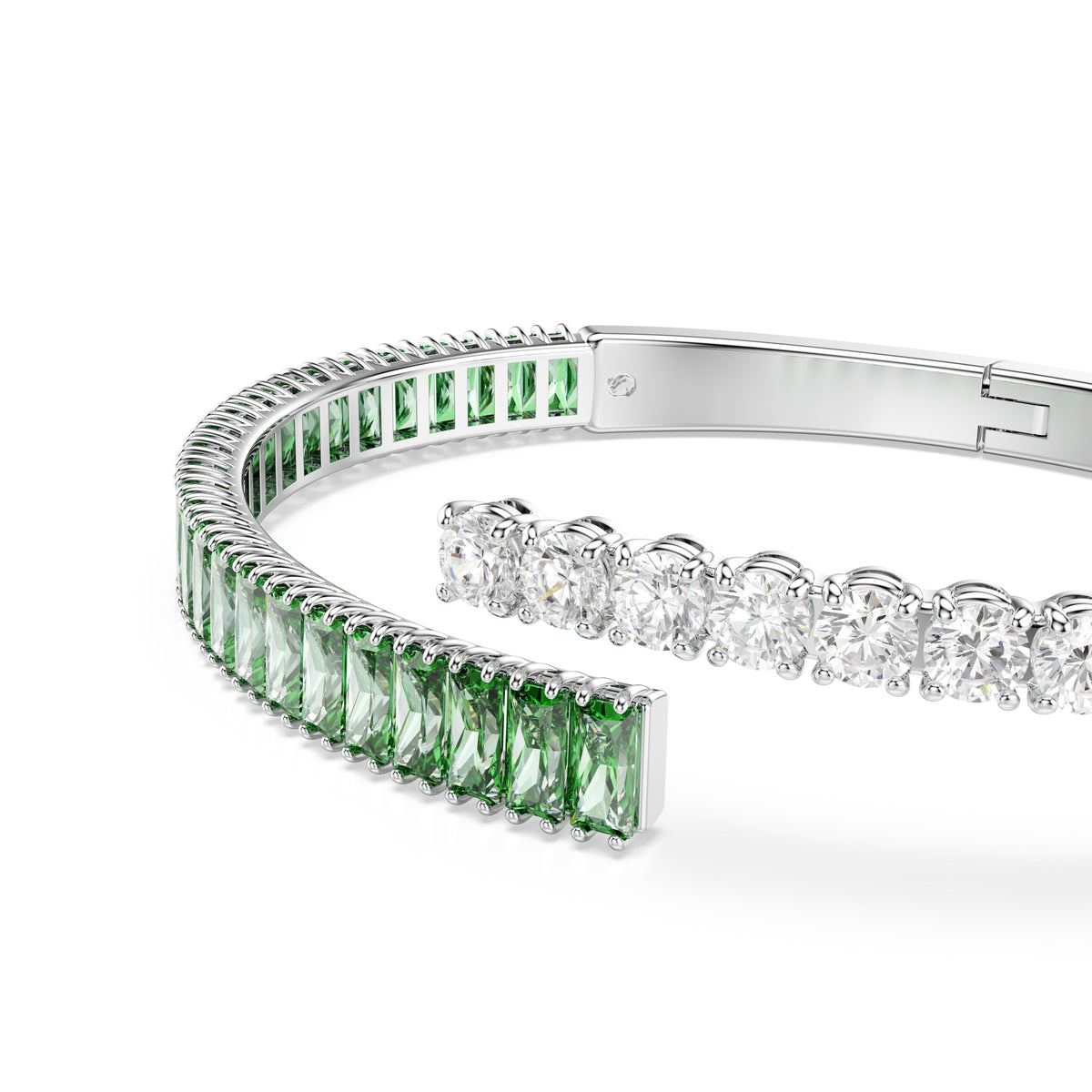 Matrix Bangle Bileklik, Karışık Kesim, Yeşil, Rodyum Kaplama
