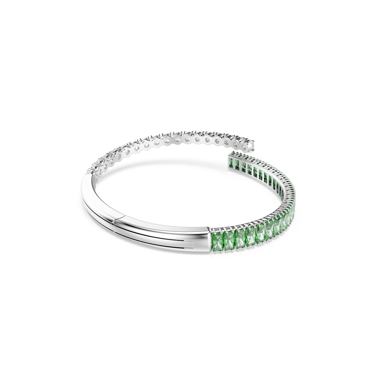 Matrix Bangle Bileklik, Karışık Kesim, Yeşil, Rodyum Kaplama