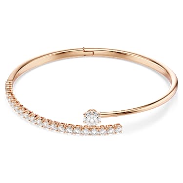 Matrix Bangle Bileklik, Yuvarlak Kesim, Beyaz, 18K Pembe Altın Rengi Yüzey