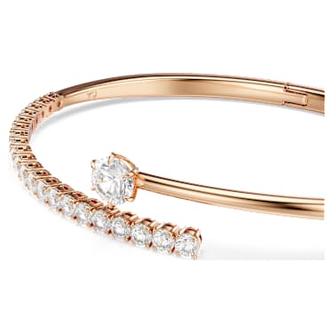 Matrix Bangle Bileklik, Yuvarlak Kesim, Beyaz, 18K Pembe Altın Rengi Yüzey