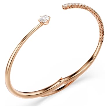 Matrix Bangle Bileklik, Yuvarlak Kesim, Beyaz, 18K Pembe Altın Rengi Yüzey