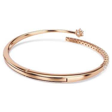 Matrix Bangle Bileklik, Yuvarlak Kesim, Beyaz, 18K Pembe Altın Rengi Yüzey