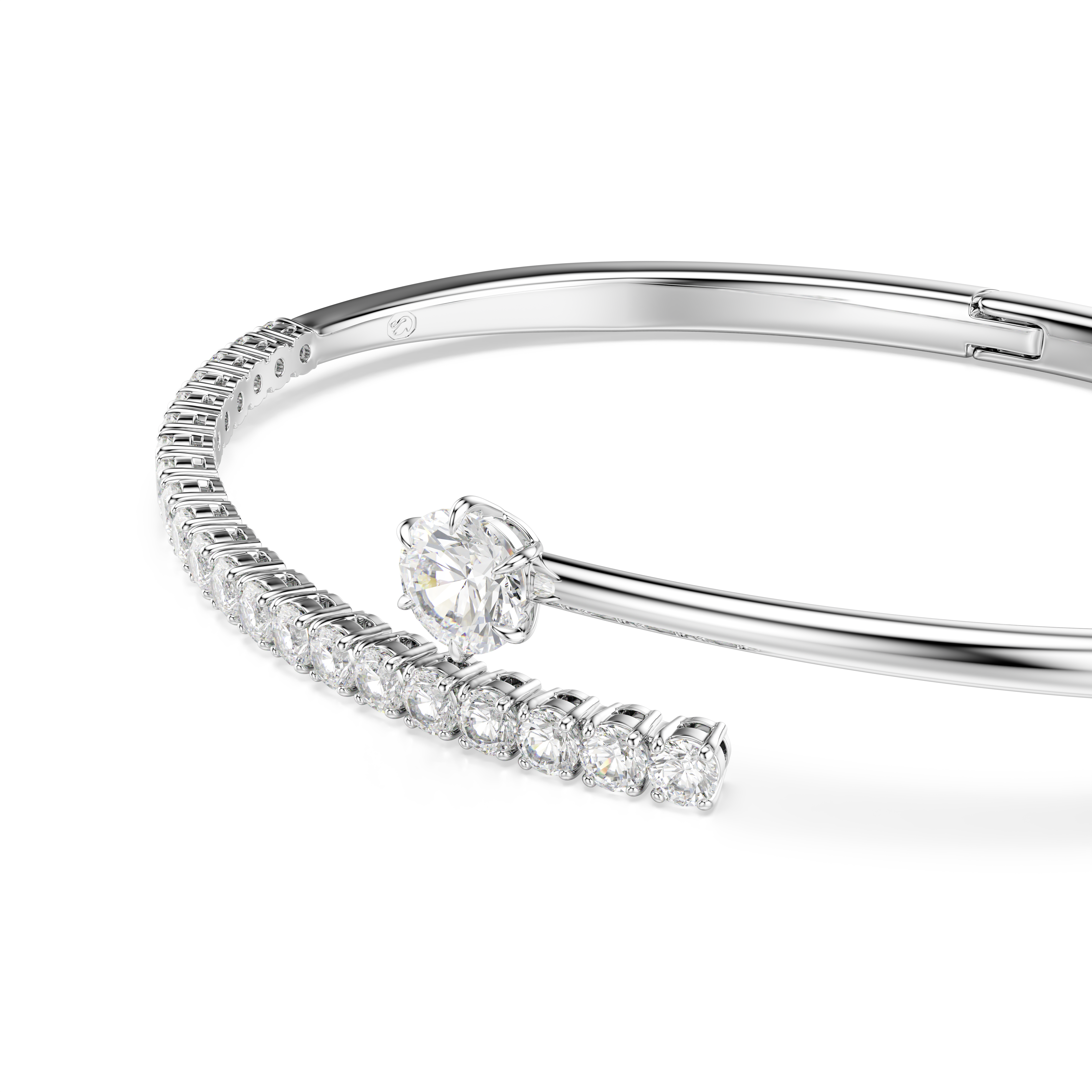 Matrix Bangle Bileklik, Yuvarlak Kesim, Beyaz, Rodyum Kaplama