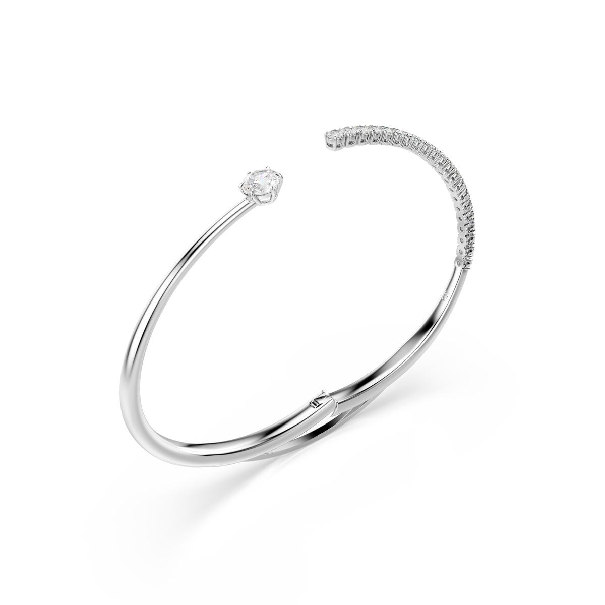 Matrix Bangle Bileklik, Yuvarlak Kesim, Beyaz, Rodyum Kaplama