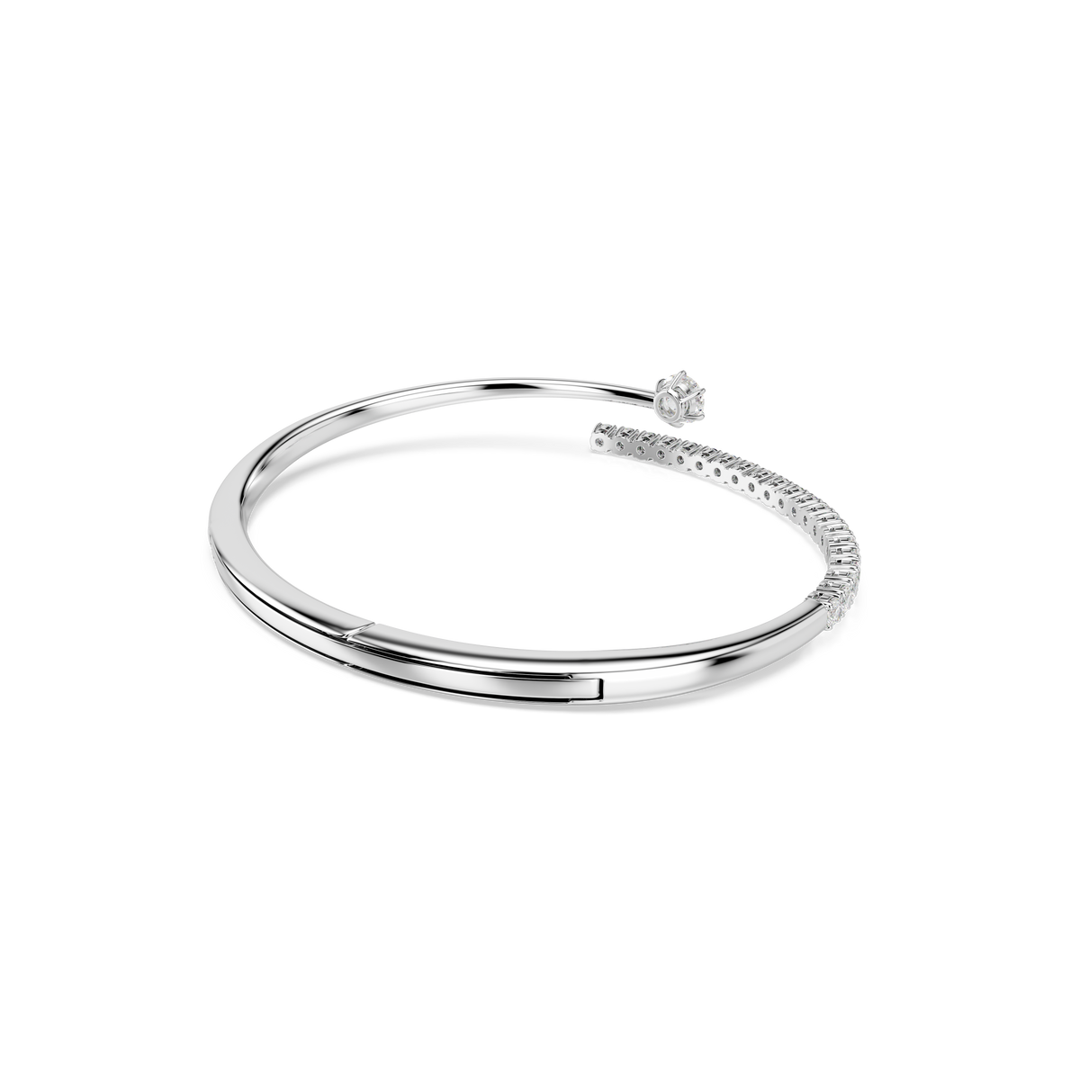 Matrix Bangle Bileklik, Yuvarlak Kesim, Beyaz, Rodyum Kaplama