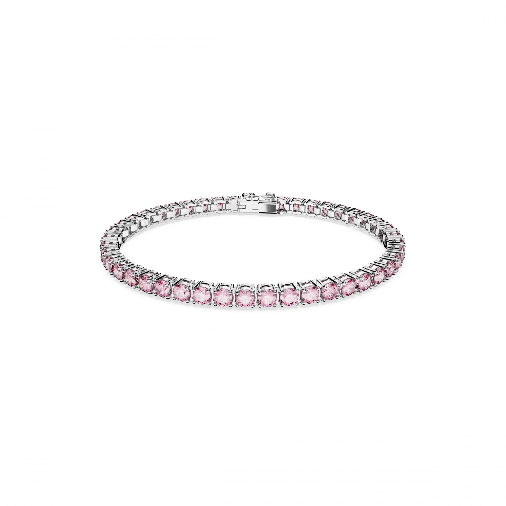 Matrix Tennis Bileklik, Round Cut, Pembe, Rodyum Kaplama