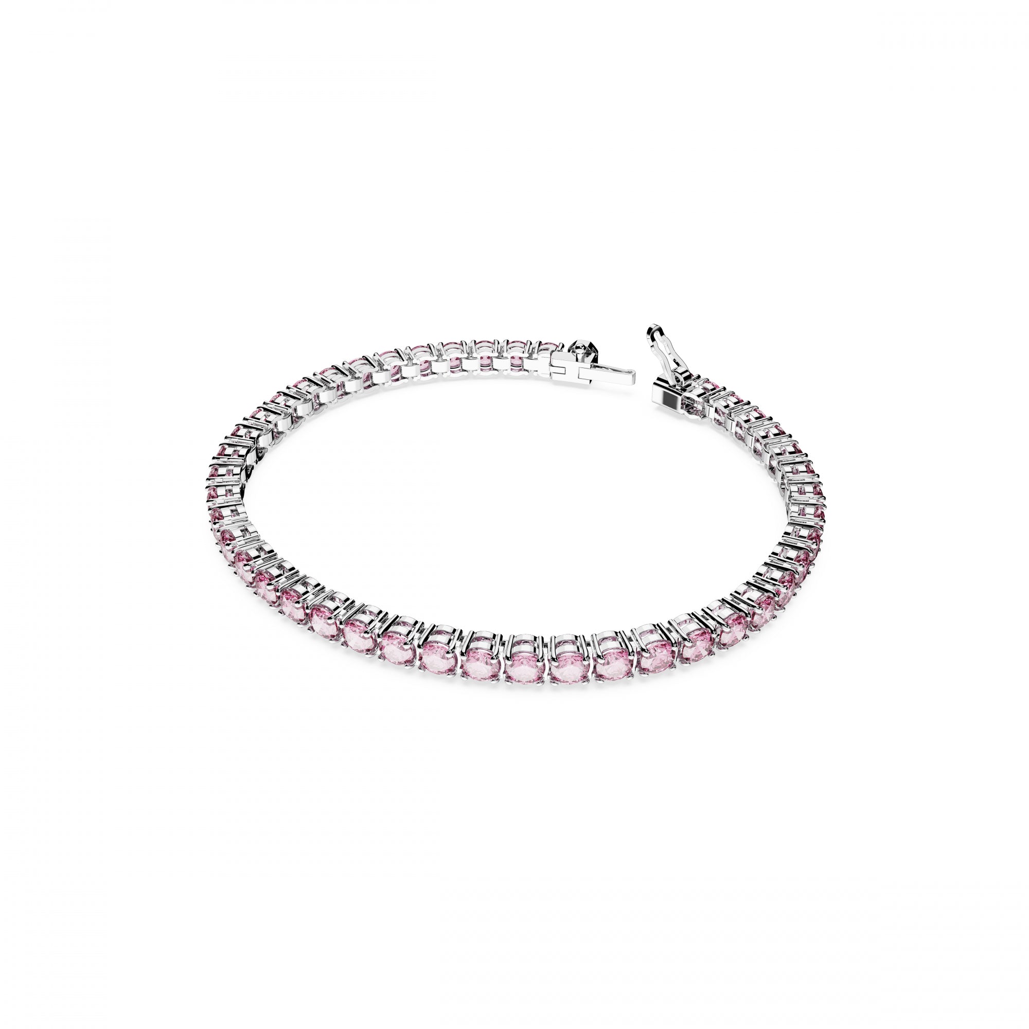 Matrix Tennis Bileklik, Round Cut, Pembe, Rodyum Kaplama