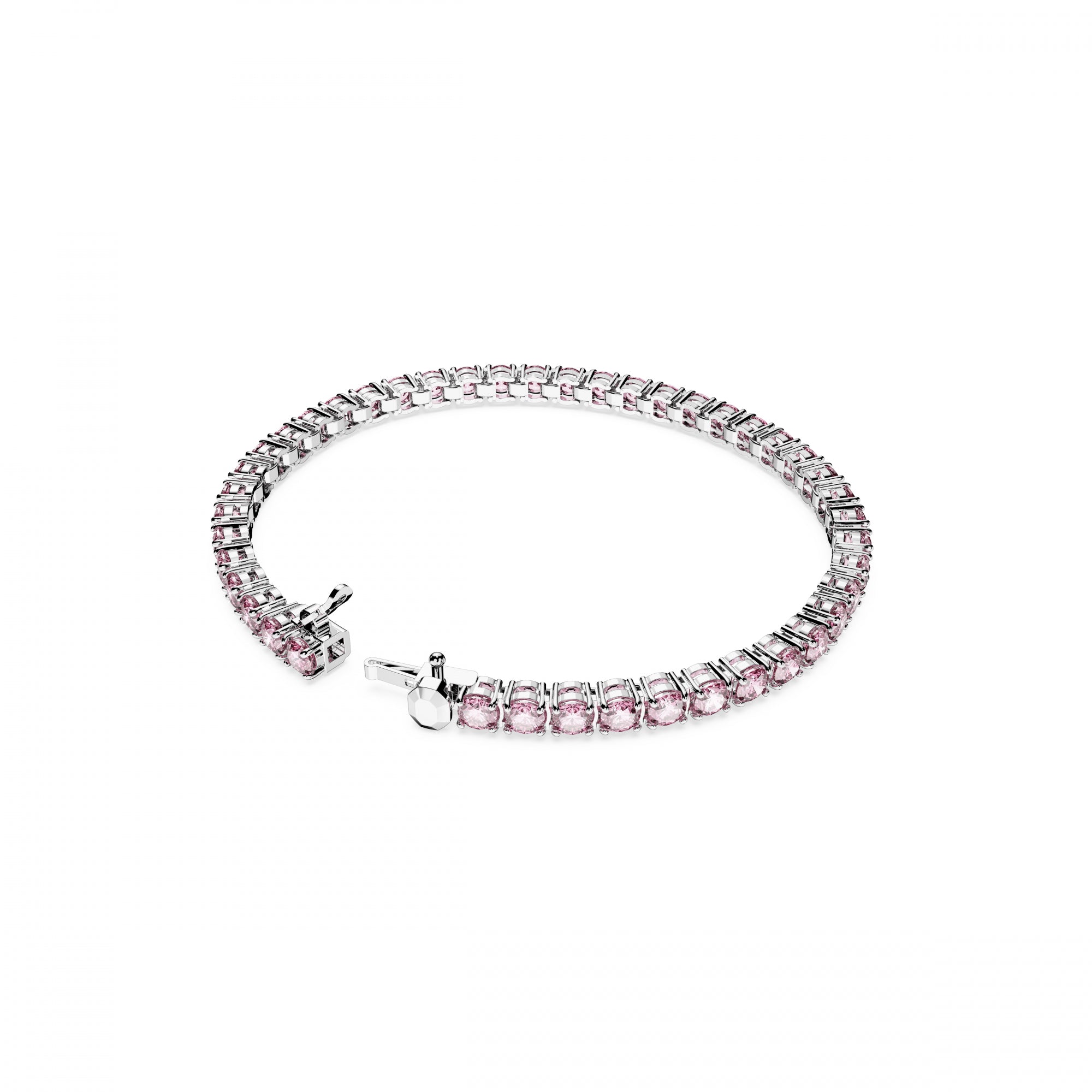 Matrix Tennis Bileklik, Round Cut, Pembe, Rodyum Kaplama