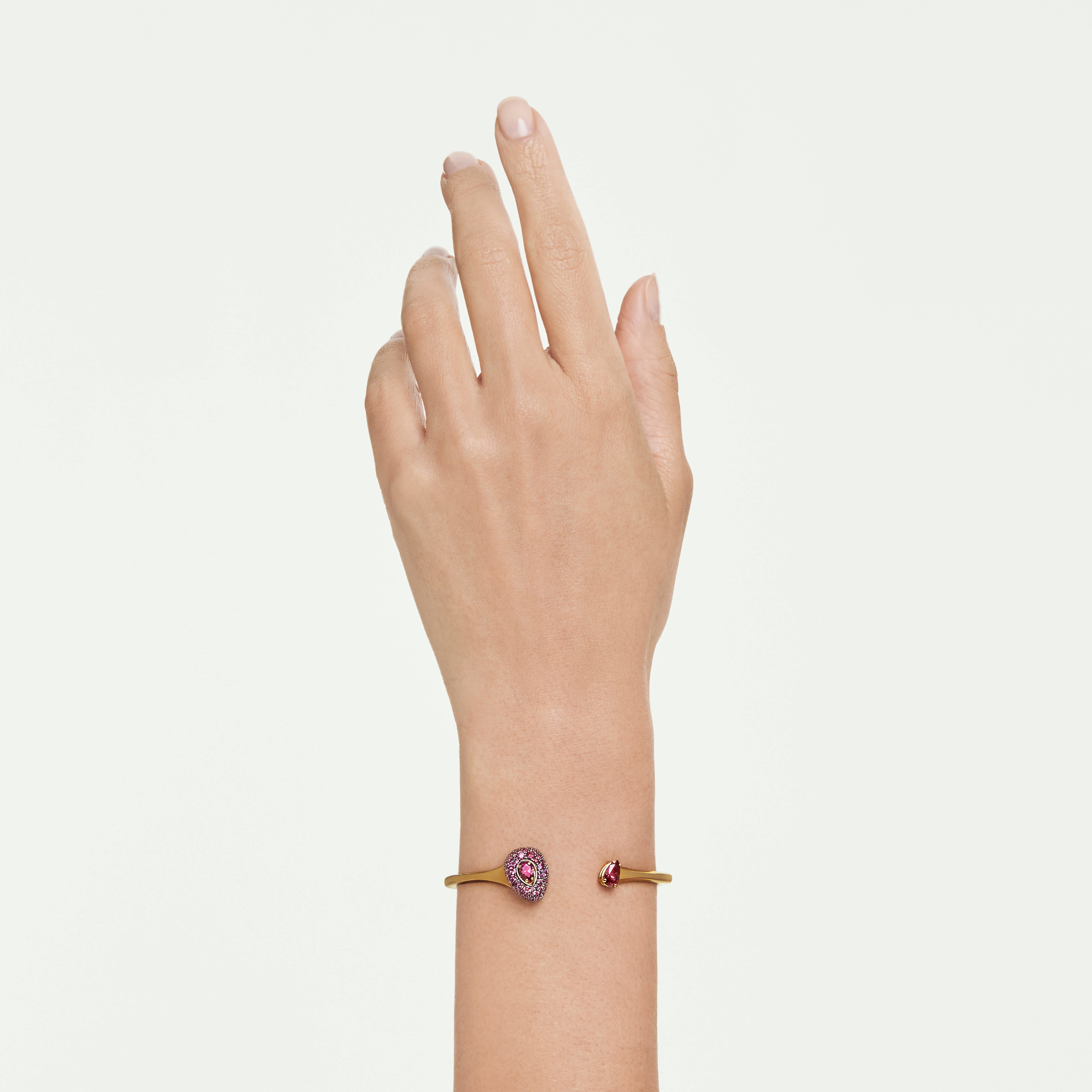 Sublima Bangle Bileklik, Armut Kesim, Kırmızı, 18K Altın Rengi Yüzey