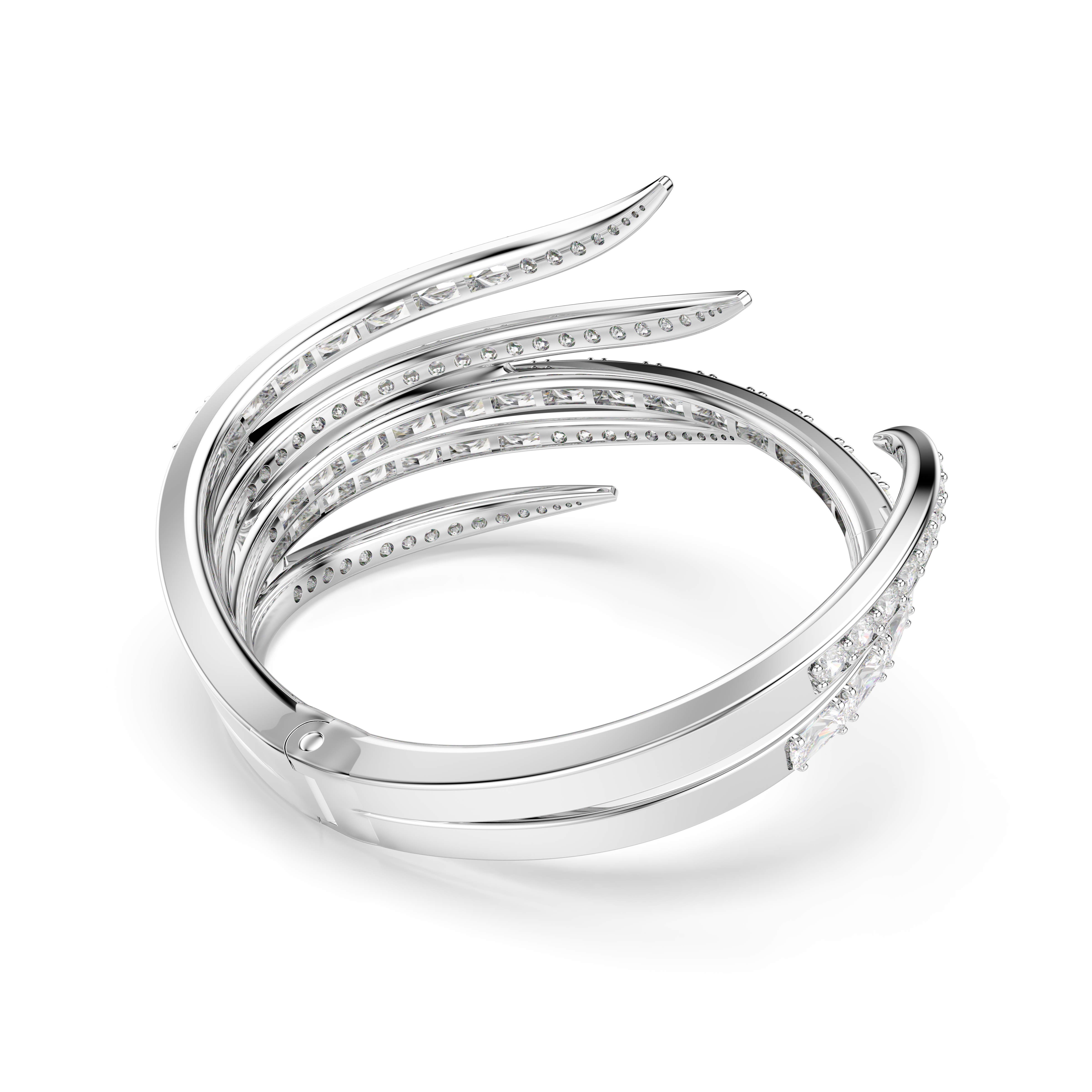 Vienna Bangle Bileklik, Karışık Kesim, Beyaz, Rodyum Kaplama