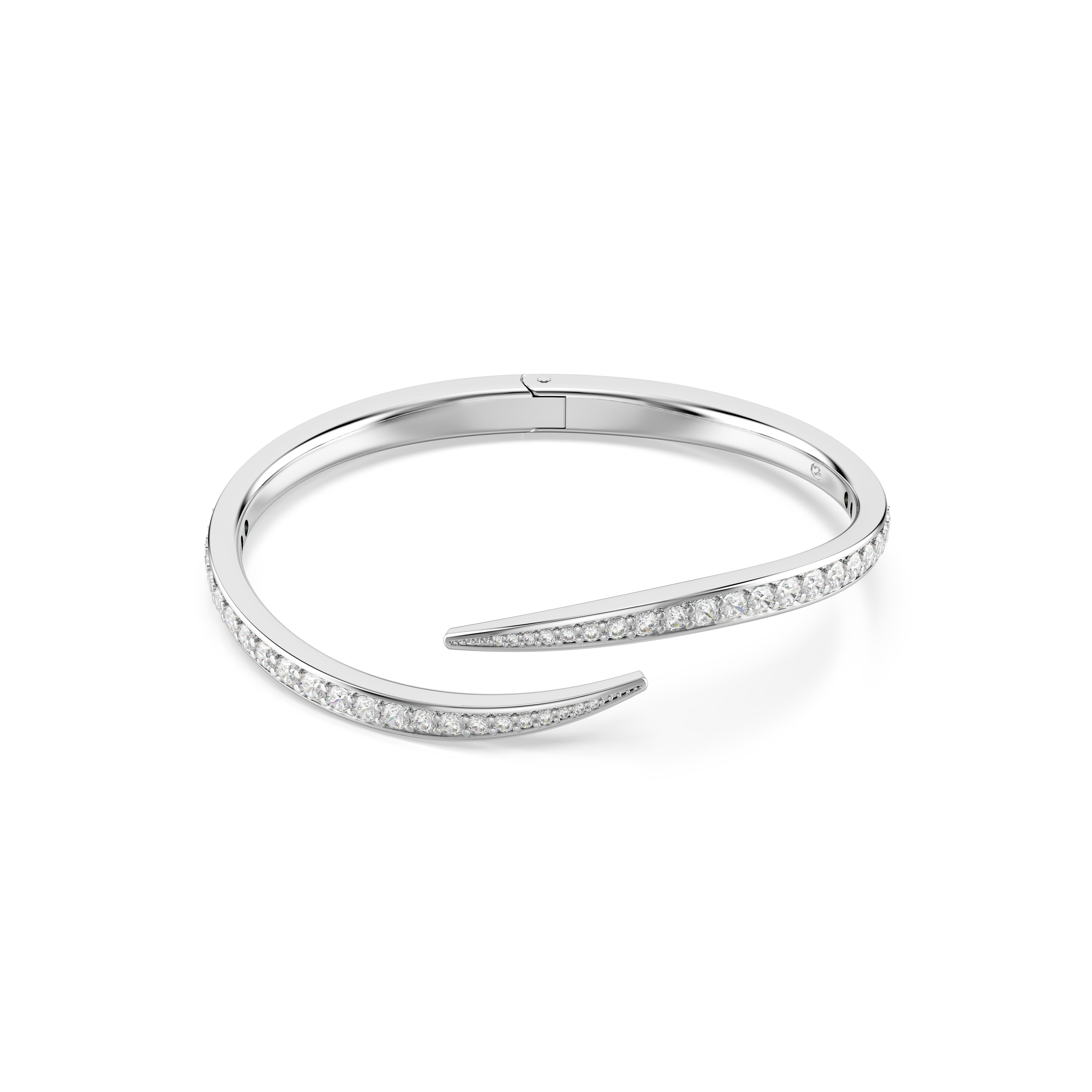 Vienna Bangle Bileklik, Yuvarlak Kesim, Kuğu, Beyaz, Rodyum Kaplama