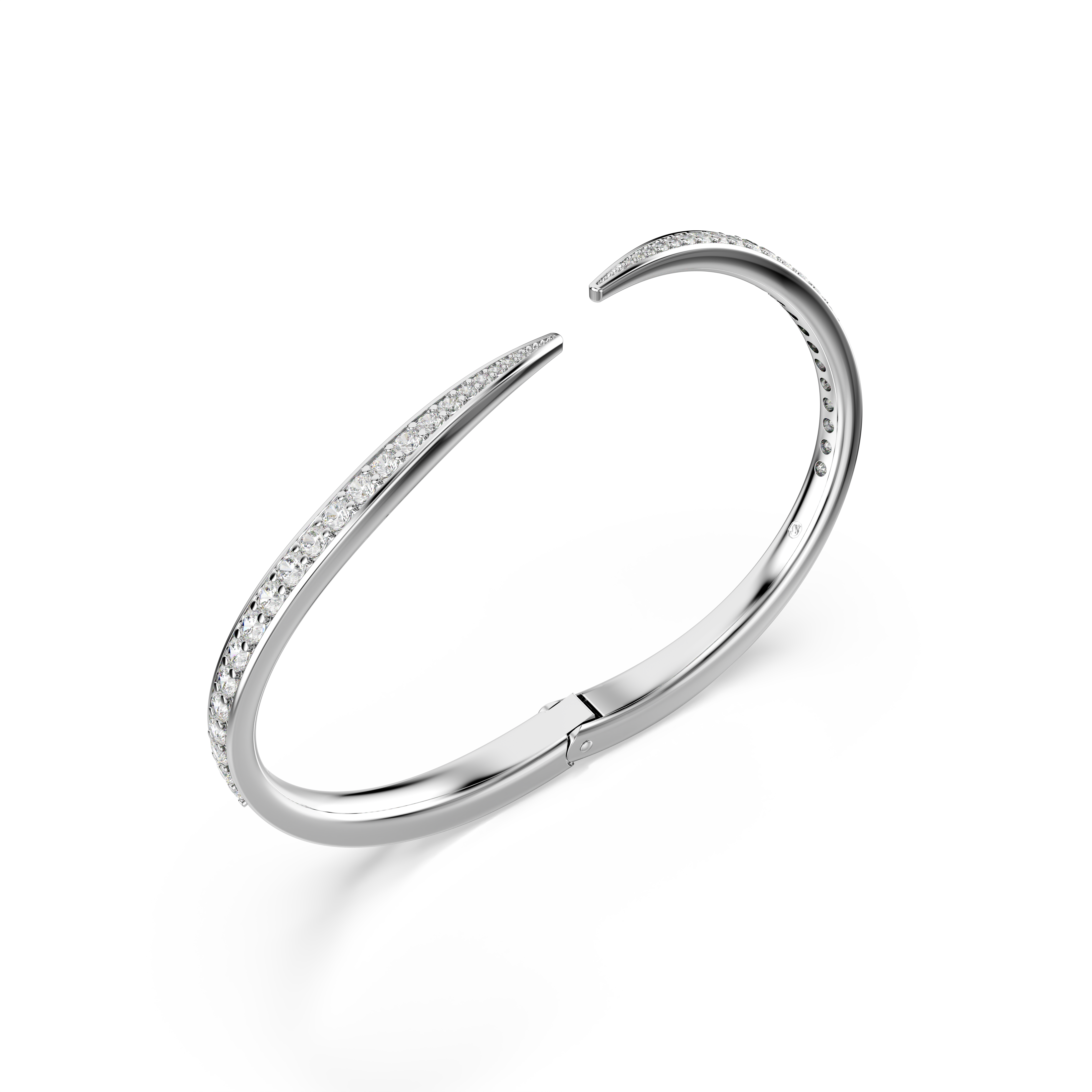 Vienna Bangle Bileklik, Yuvarlak Kesim, Kuğu, Beyaz, Rodyum Kaplama