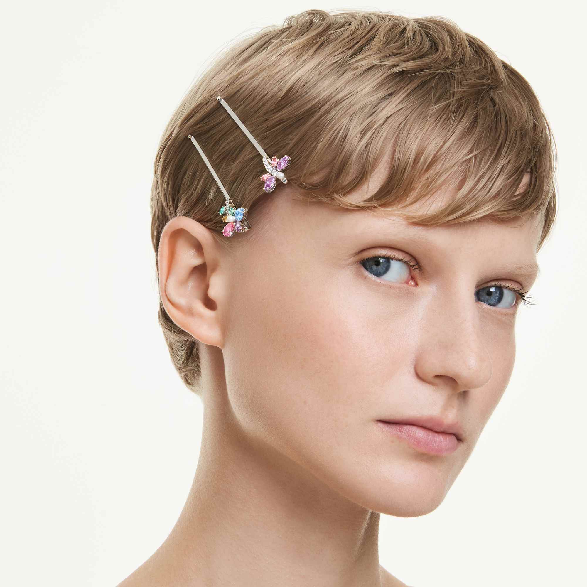 Ariana Grande x Swarovski Saç İğnesi, Karışık Kesim, Yusufçuk, Çiçek, Çok Renkli, Rodyum Kaplama