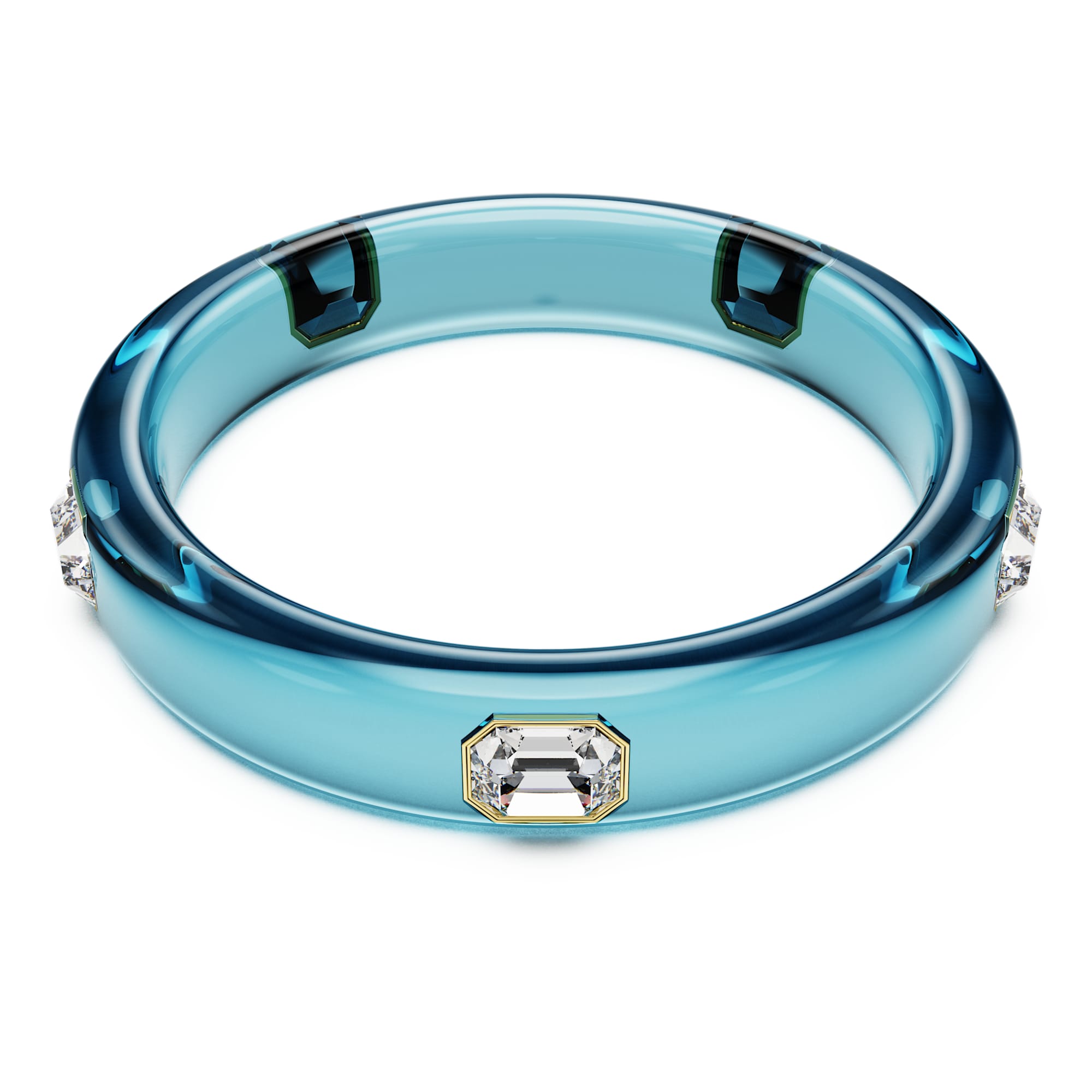 Dulcis Bangle Bileklik, Octagon Kesim, Mavi, Altın Rengi Kaplama, S