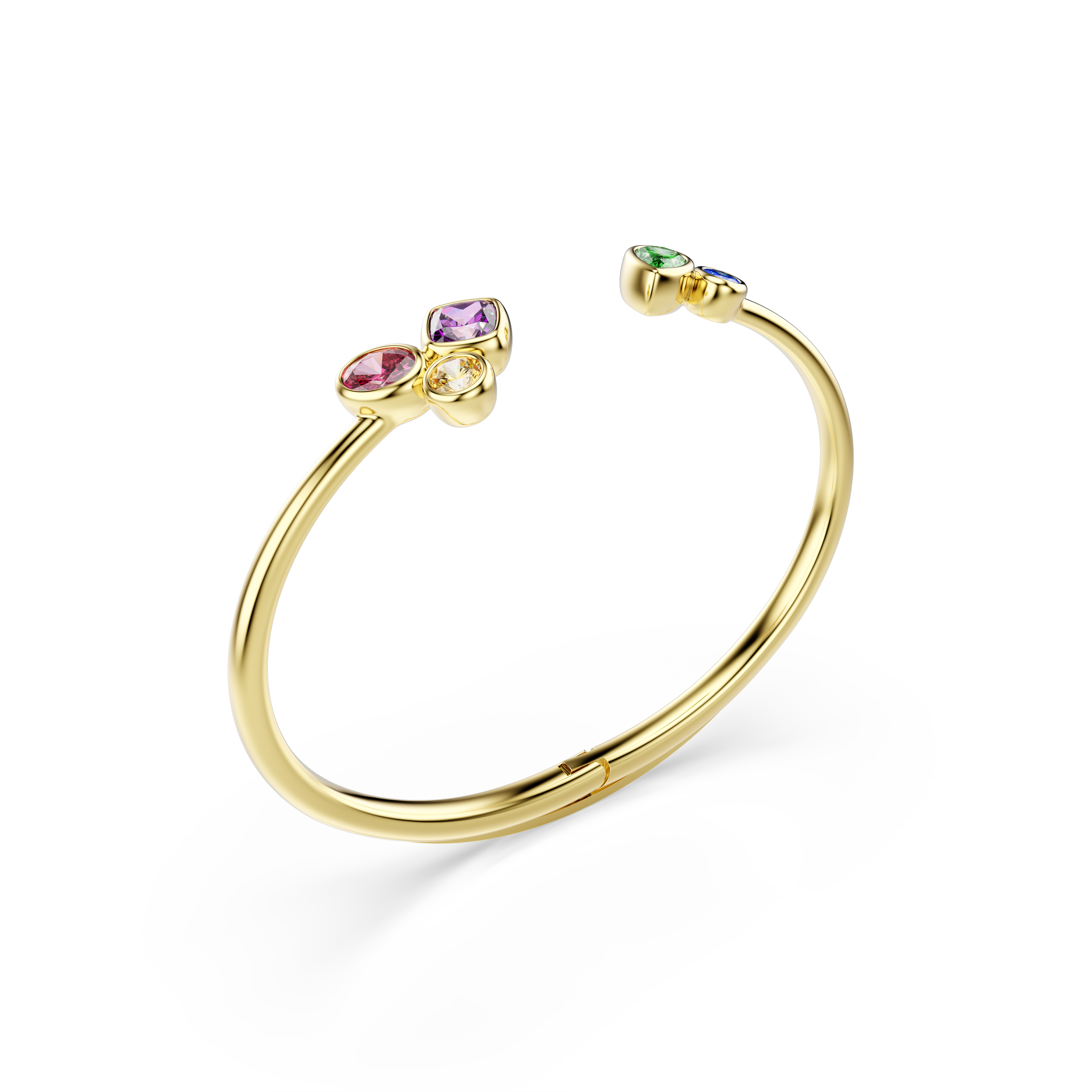 Imber Bangle Bileklik, Karışık Kesim, Çok Renkli, 18K Altın Rengi Yüzey