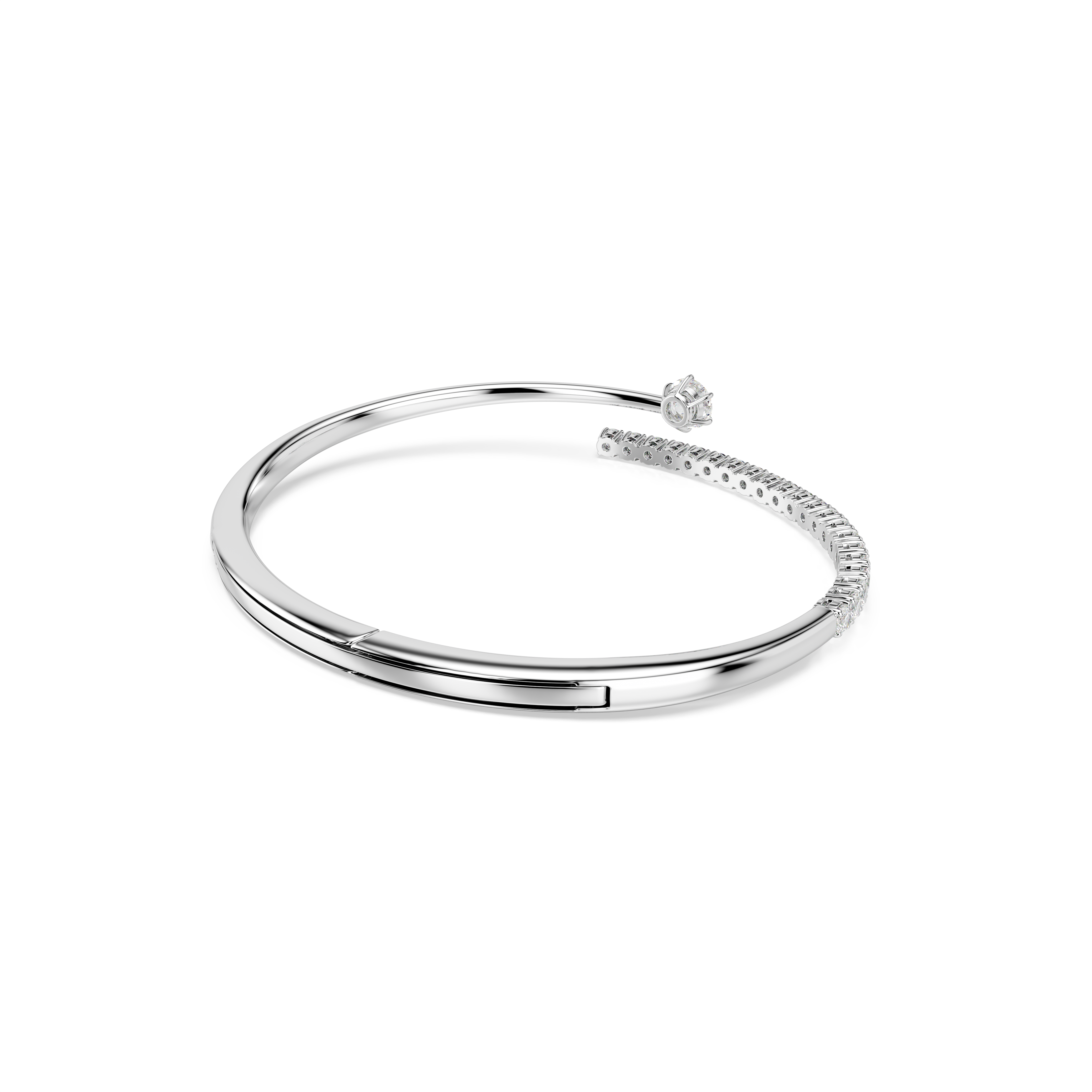 Matrix Bangle Bileklik, Yuvarlak Kesim, Beyaz, Rodyum Kaplama, S
