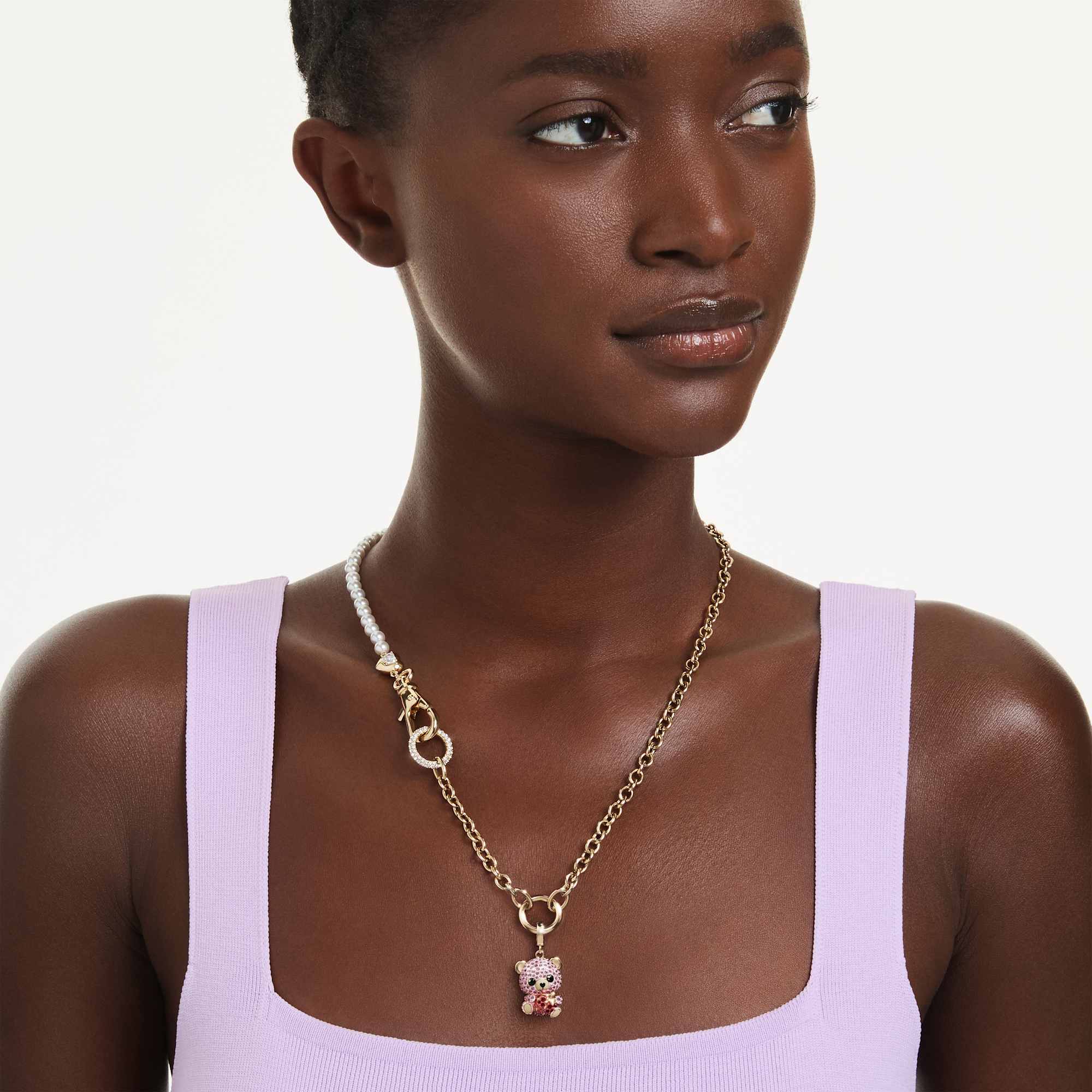 Idyllia Charm, Karışık Kesim, Ayıcık, Pembe, Sarı Altın Rengi Kaplama