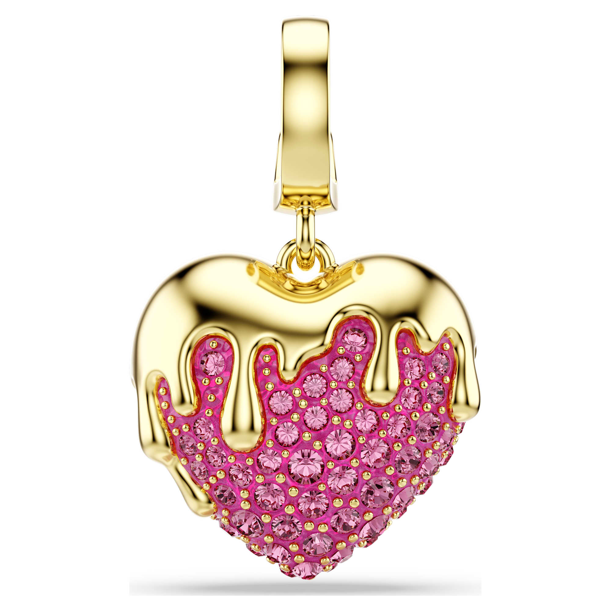 Idyllia Charm, Yuvarlak Kesim, Kalp, Pembe, Sarı Altın Rengi Kaplama