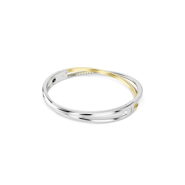 Hyperbola Bangle Bileklik, Round Cut, Beyaz, Karişik Metal Kaplama