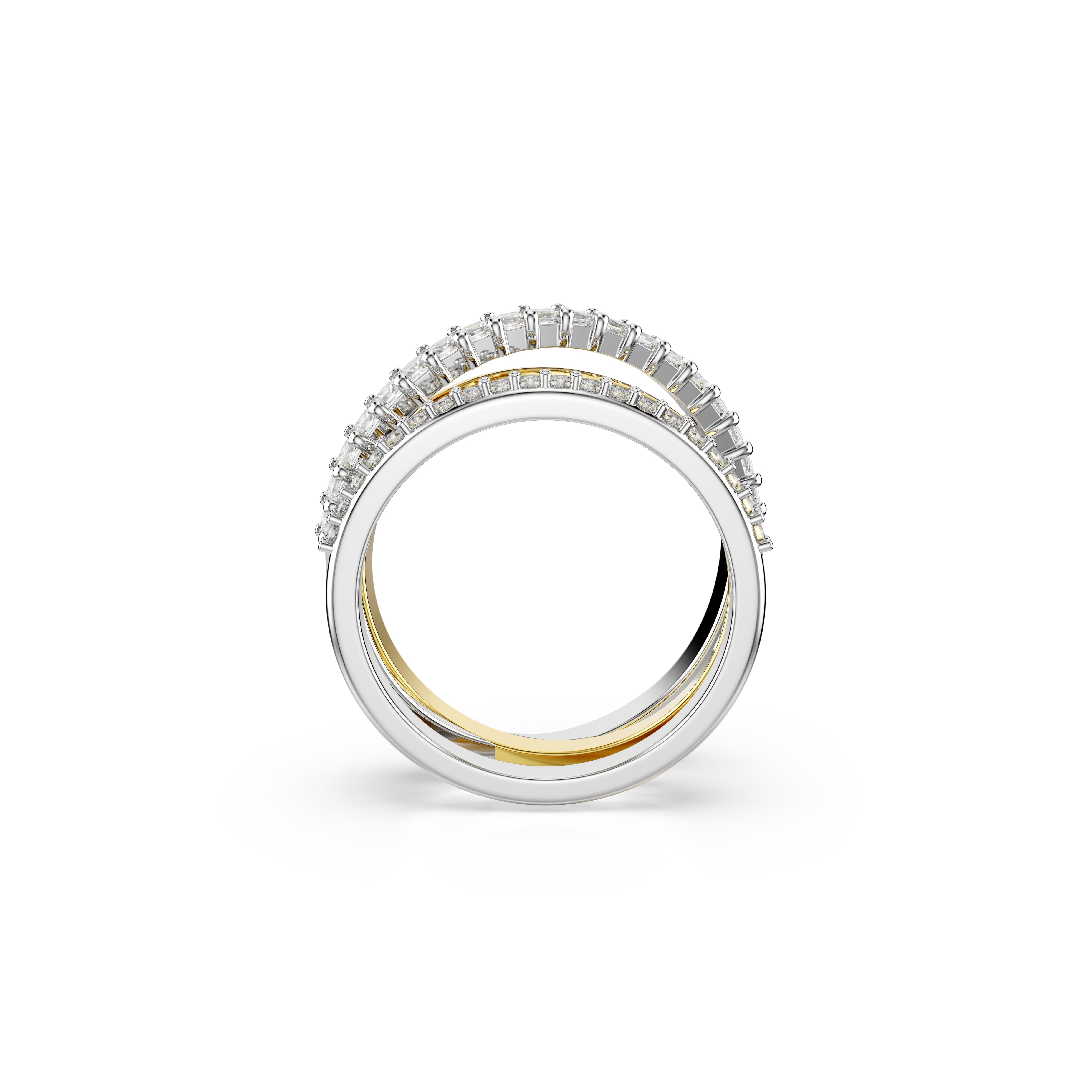 Hyperbola Ring, Mixed Cuts, White, Mixed Metal Finish