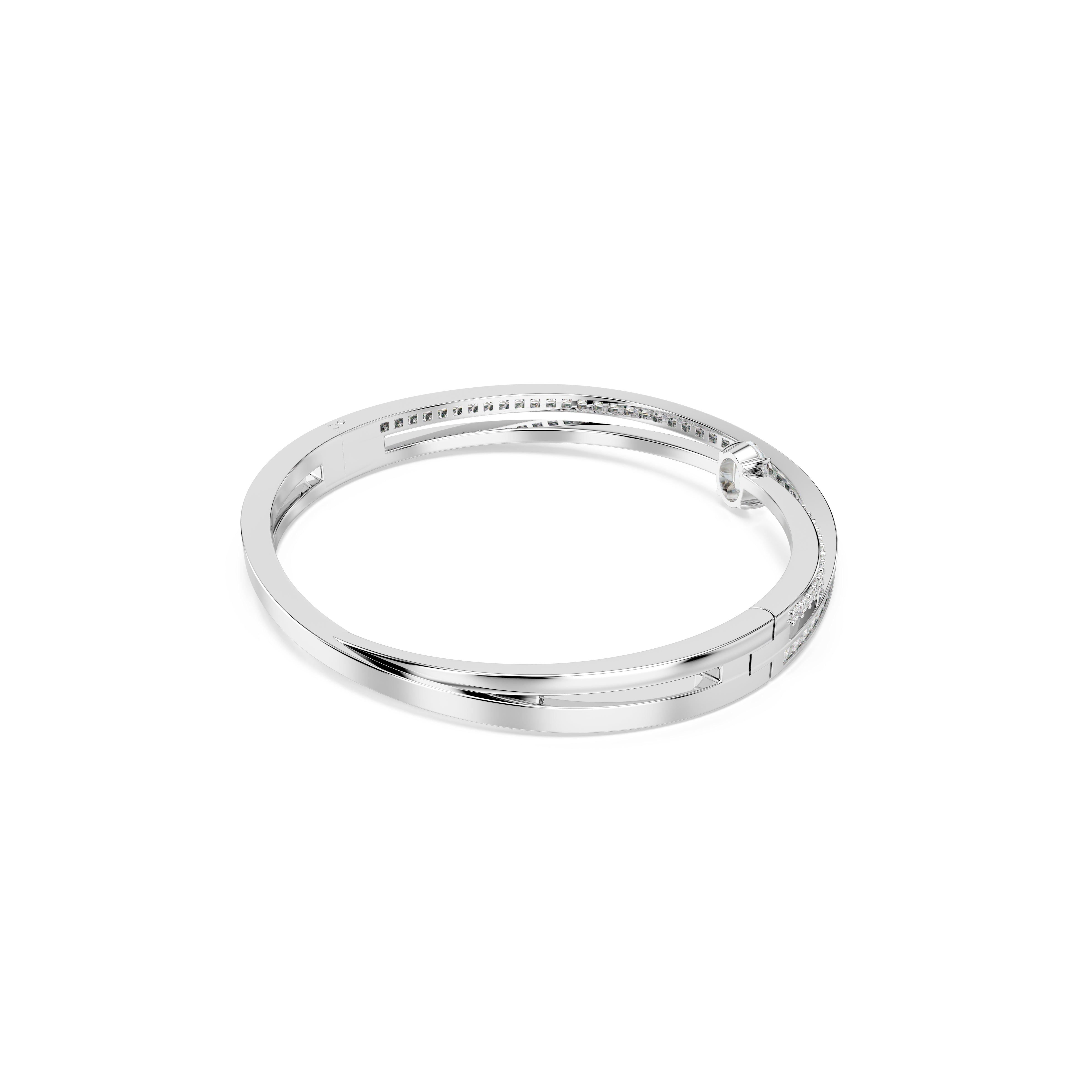 Hyperbola Bangle Bileklik, Mixed Cuts, Beyaz, Rodyum Kaplama, S