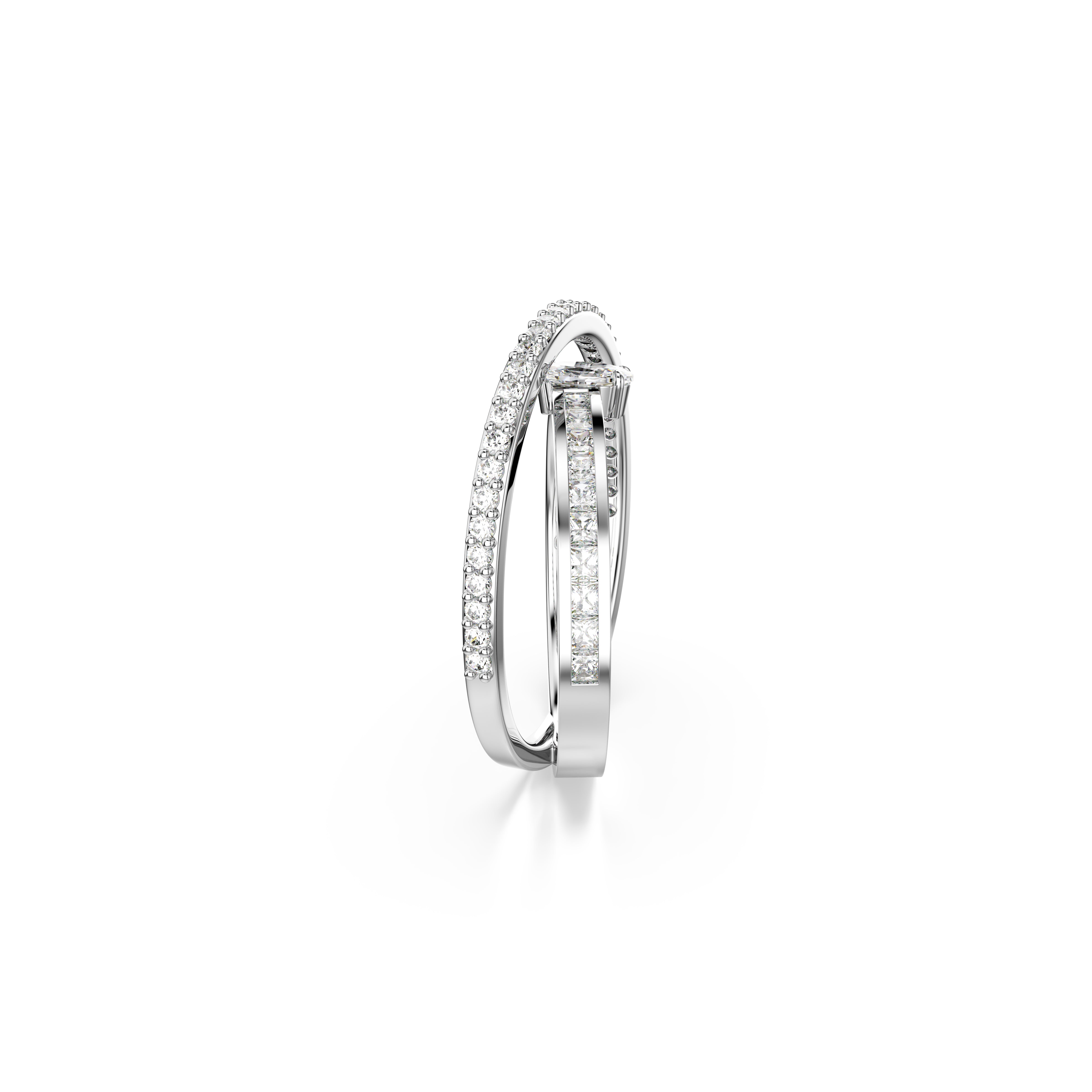 Hyperbola Ring, Mixed Cuts, White, Rhodium Plated