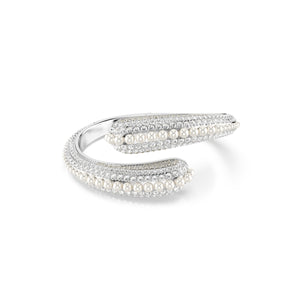 Sublima Kelepçe Bileklik, Kristal İnci, Round Cut, Beyaz, Rodyum Kaplama, M