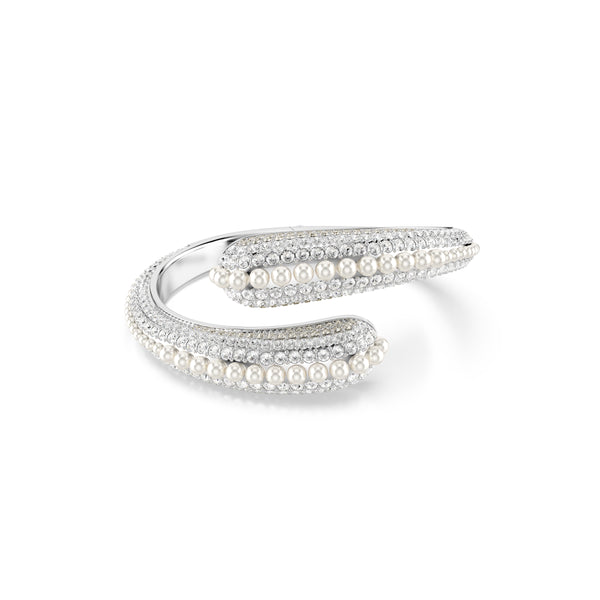 Sublima Kelepçe Bileklik, Kristal İnci, Round Cut, Beyaz, Rodyum Kaplama, M