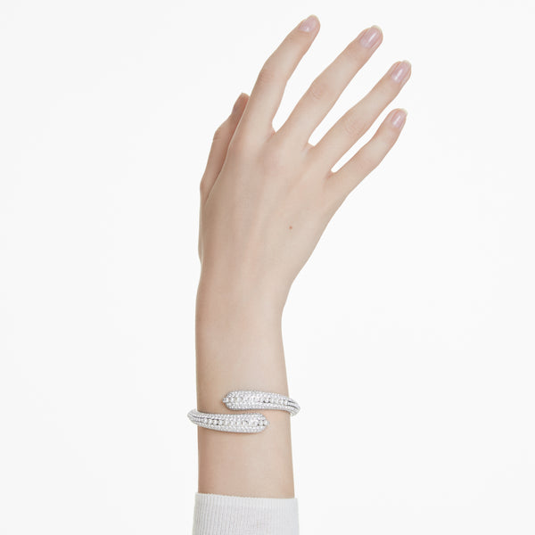 Sublima Kelepçe Bileklik, Kristal İnci, Round Cut, Beyaz, Rodyum Kaplama, M
